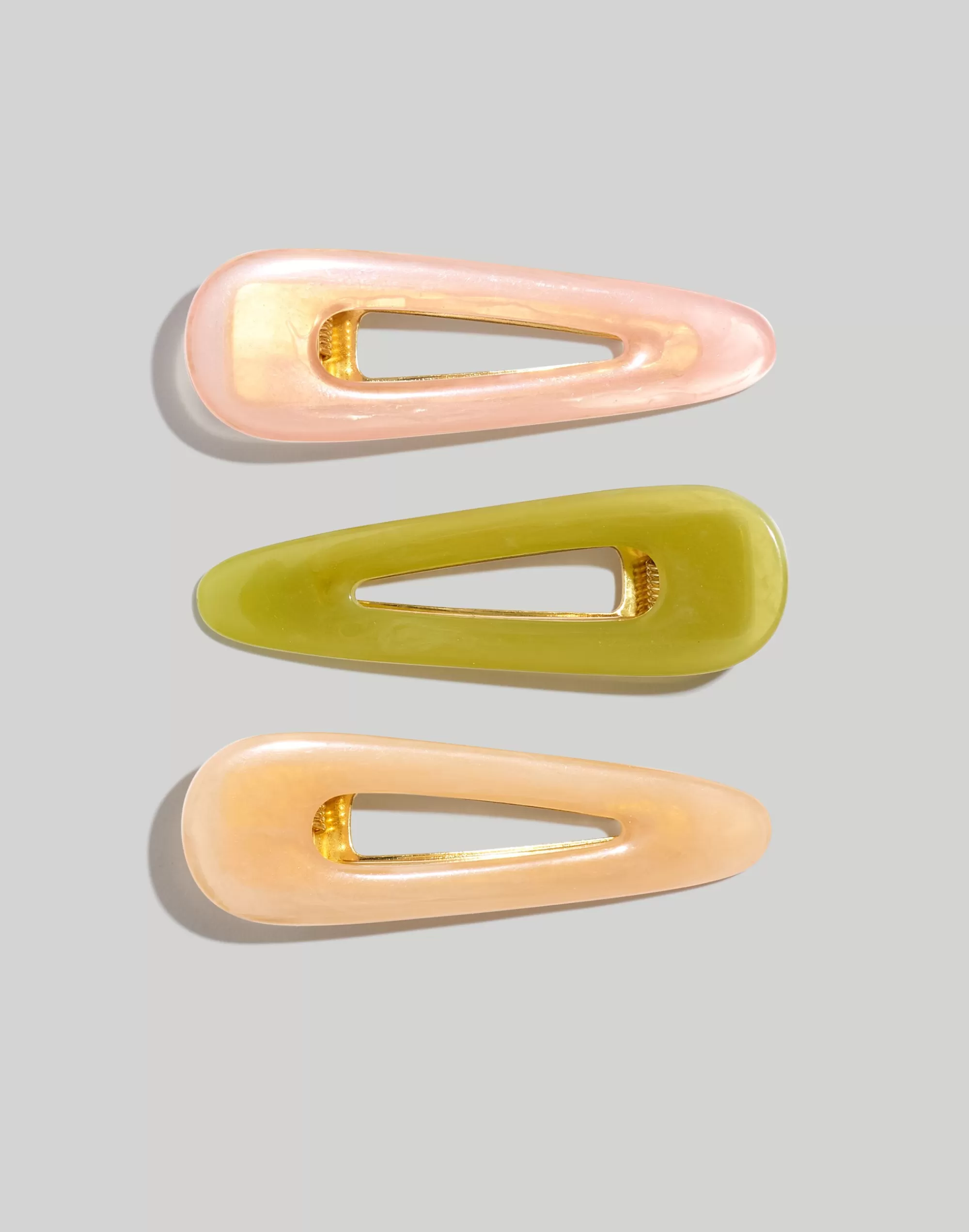 Madewell Hair Accessories>Three-Pack Milky Resin Hair Clips Pink Oyster