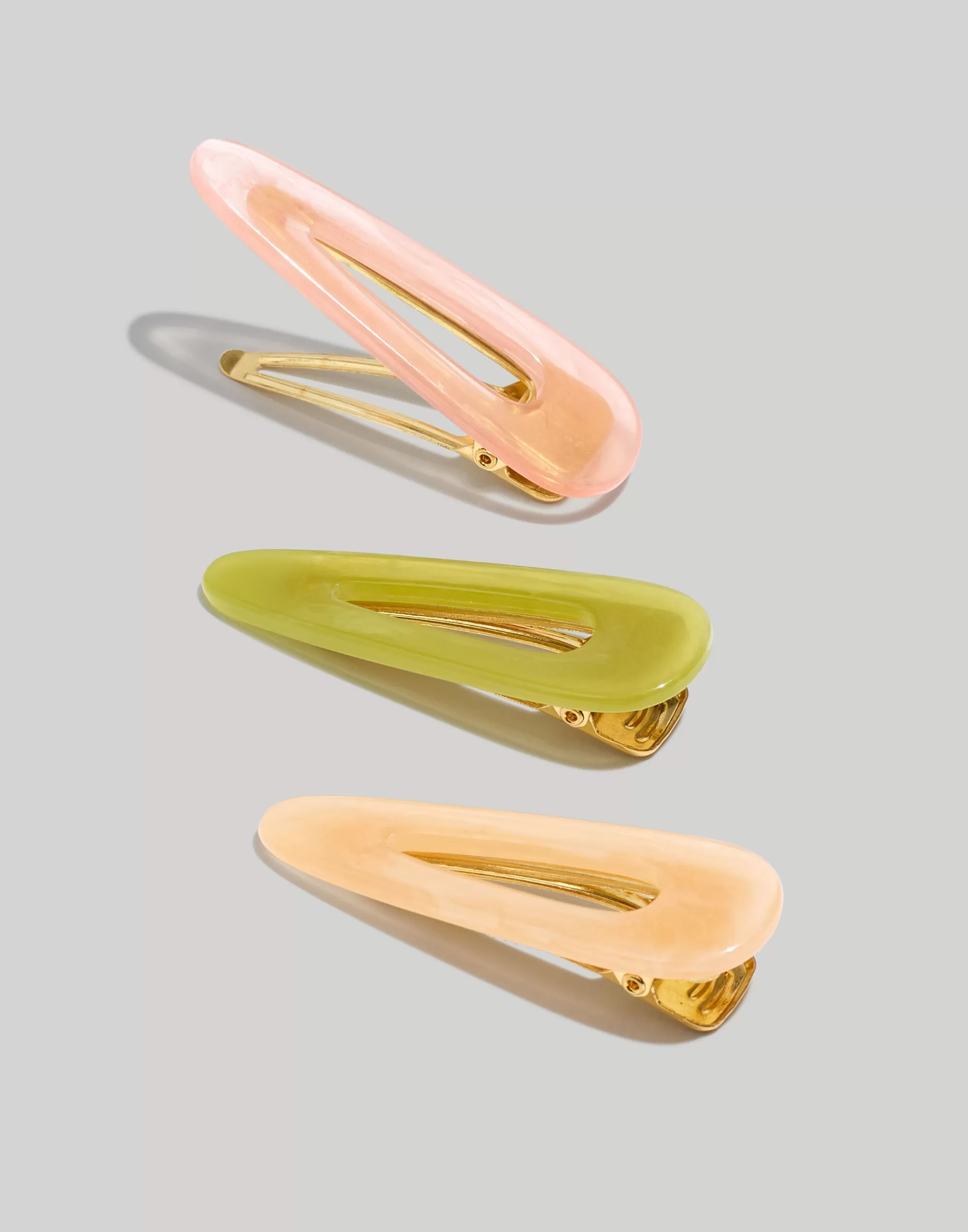 Madewell Hair Accessories>Three-Pack Milky Resin Hair Clips Pink Oyster