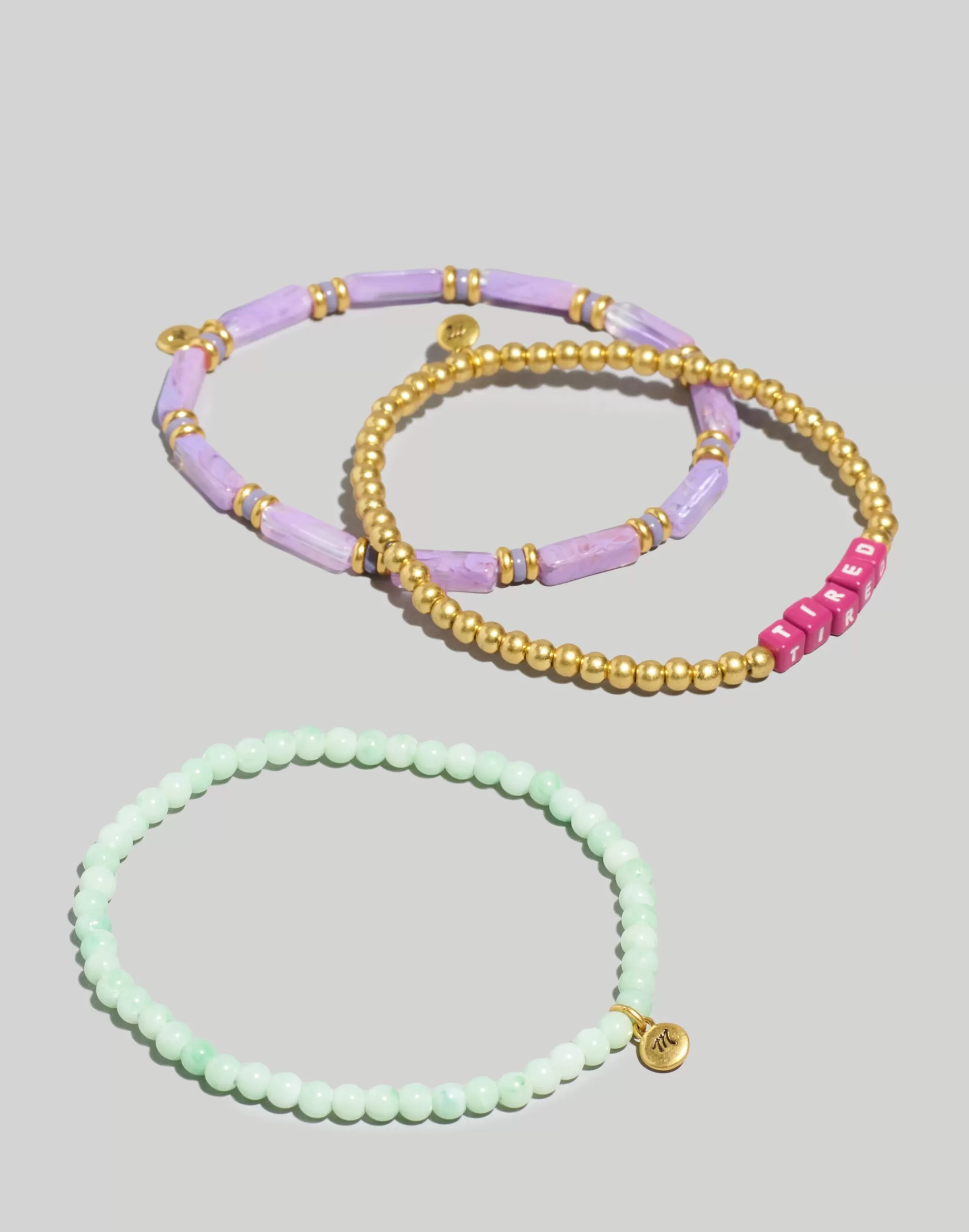 Madewell Bracelets>Three-Pack Tired Beaded Bracelet Set Modern Fuchsia