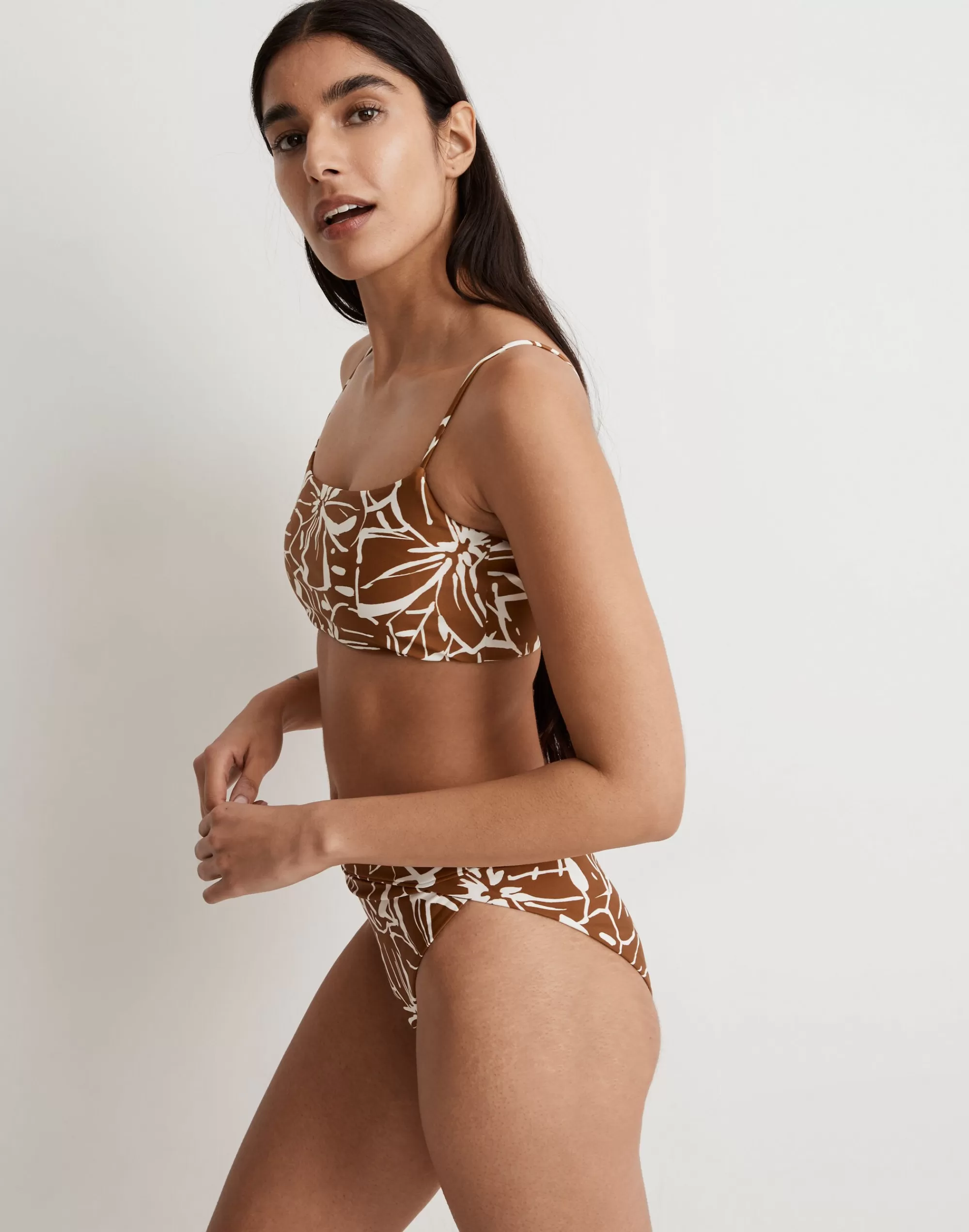 Madewell Swim>Tie-Back Bikini Top In Abstract Flora Sepia