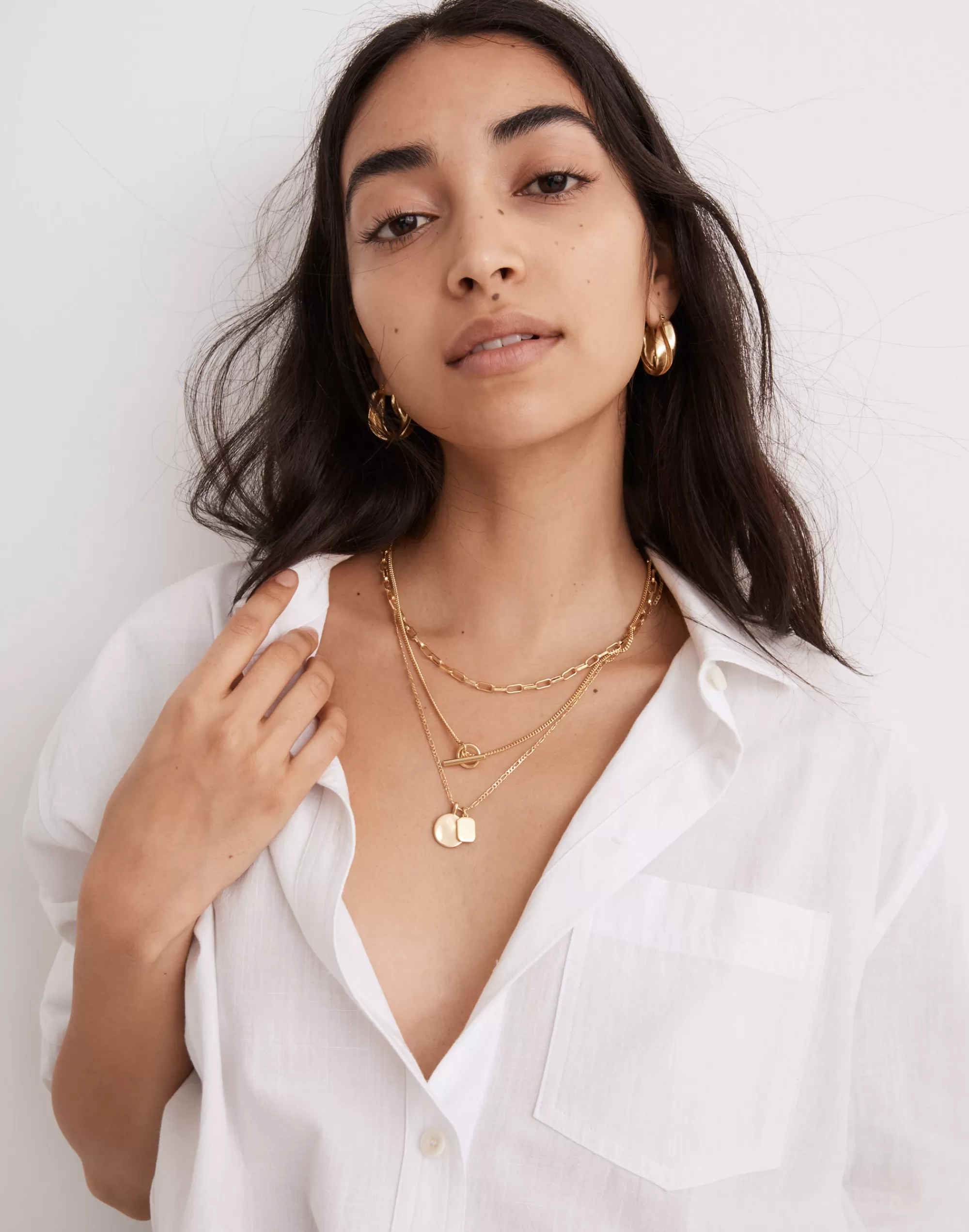 Madewell Necklaces>Toggle Chain Necklace Set Vintage Gold