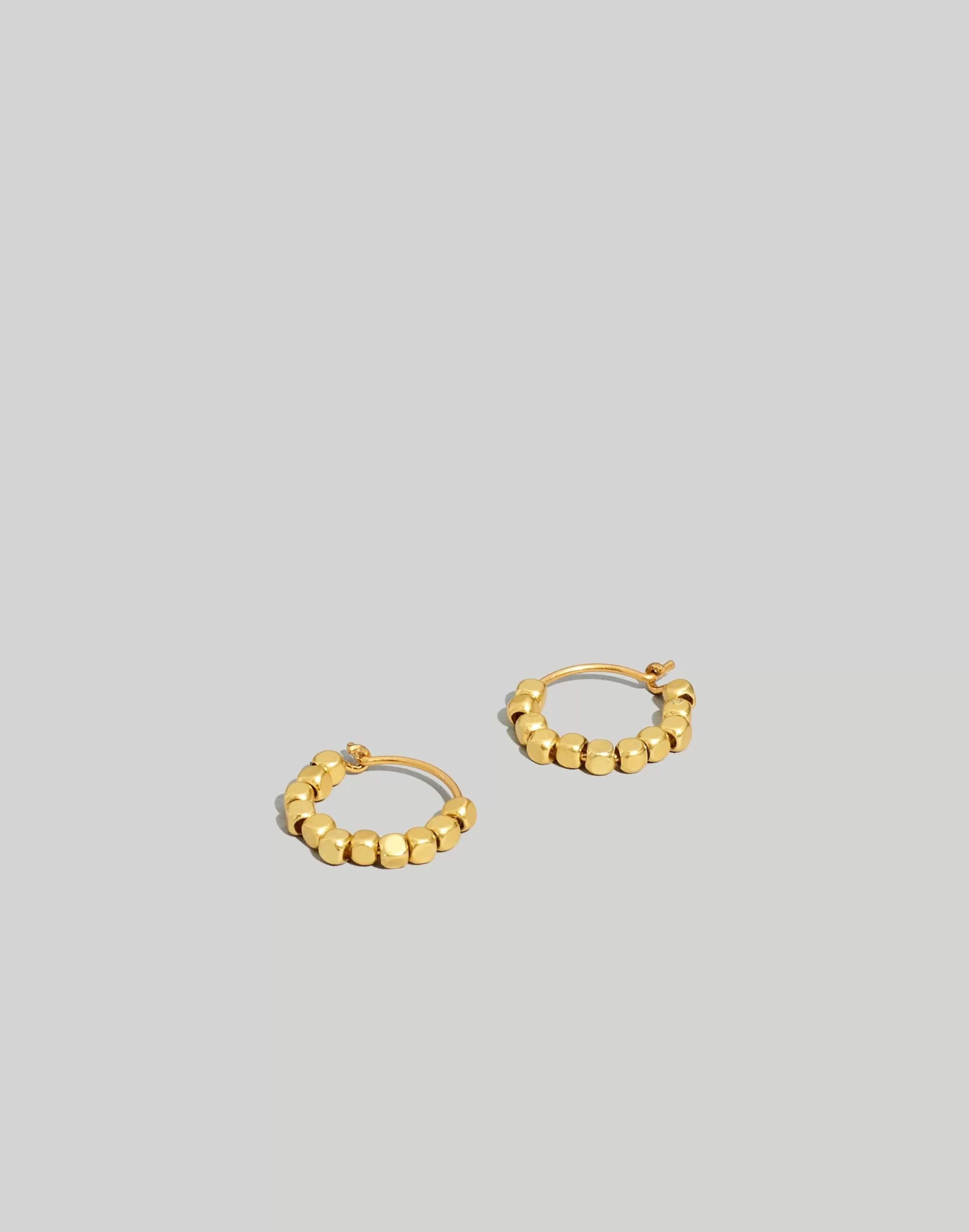 Madewell Earrings>Tonal Beaded Huggie Hoop Earrings Vintage Gold