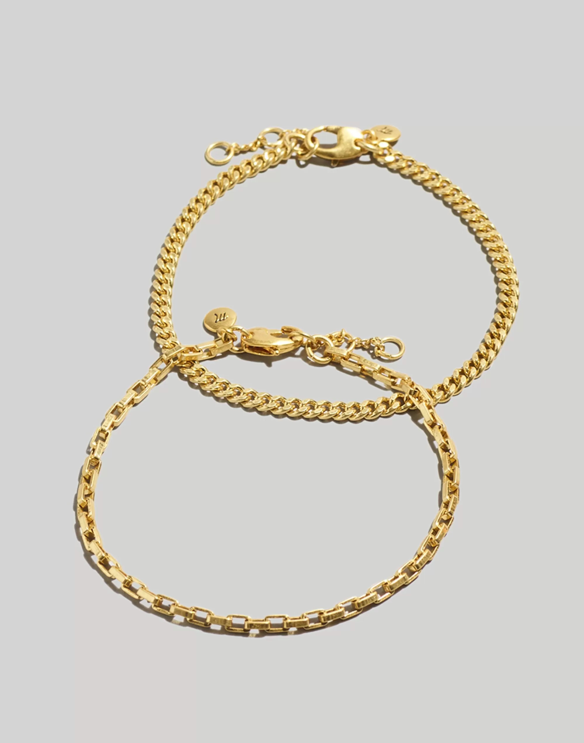 Madewell Bracelets>Two-Pack Chain Bracelet Set Vintage Gold