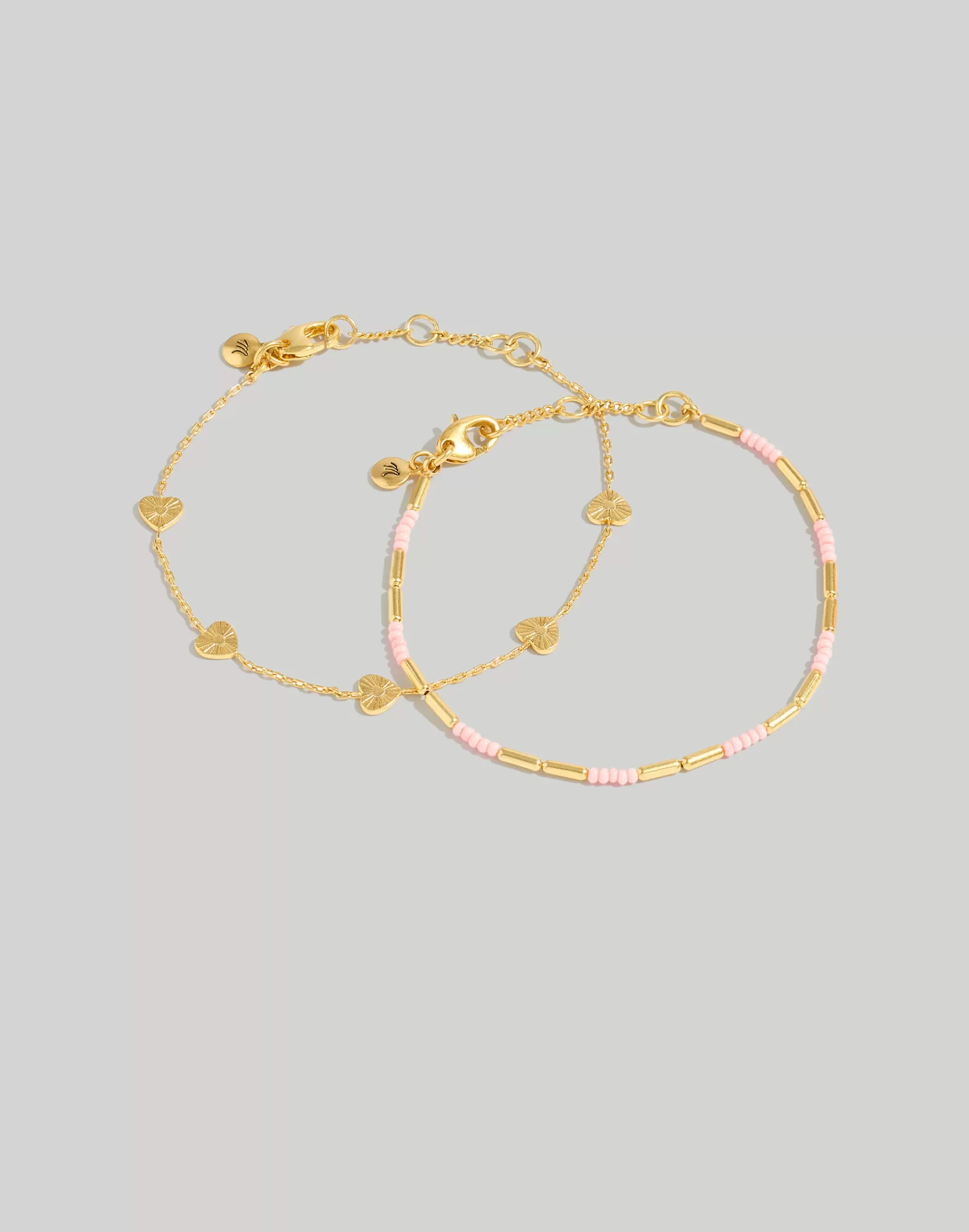 Madewell Bracelets>Two-Pack Etched Heart Bracelet Set Vintage Gold