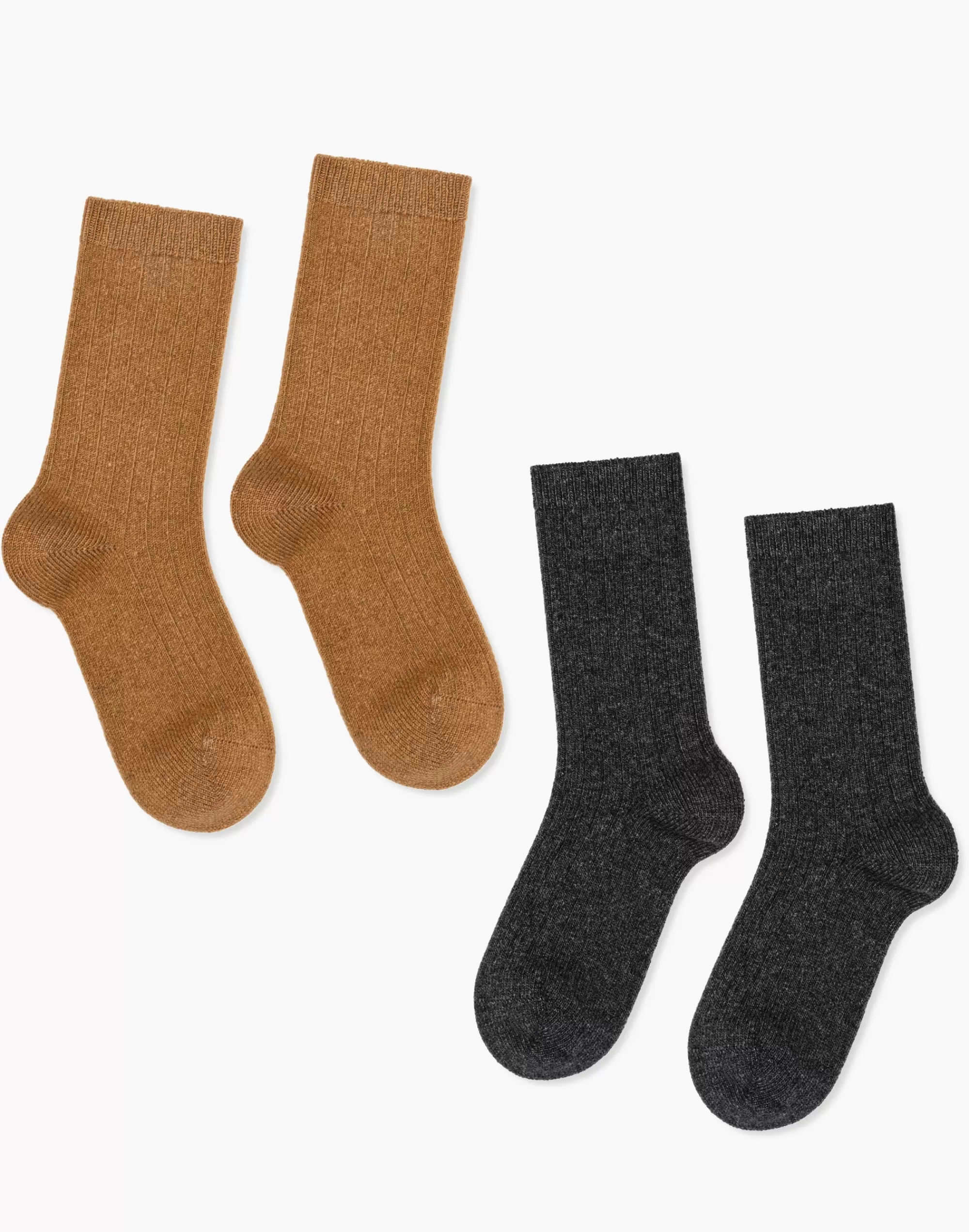 Madewell Socks>Two-Pack Italia Cashmere Blend Cozy Ribbed Socks Dark Grey