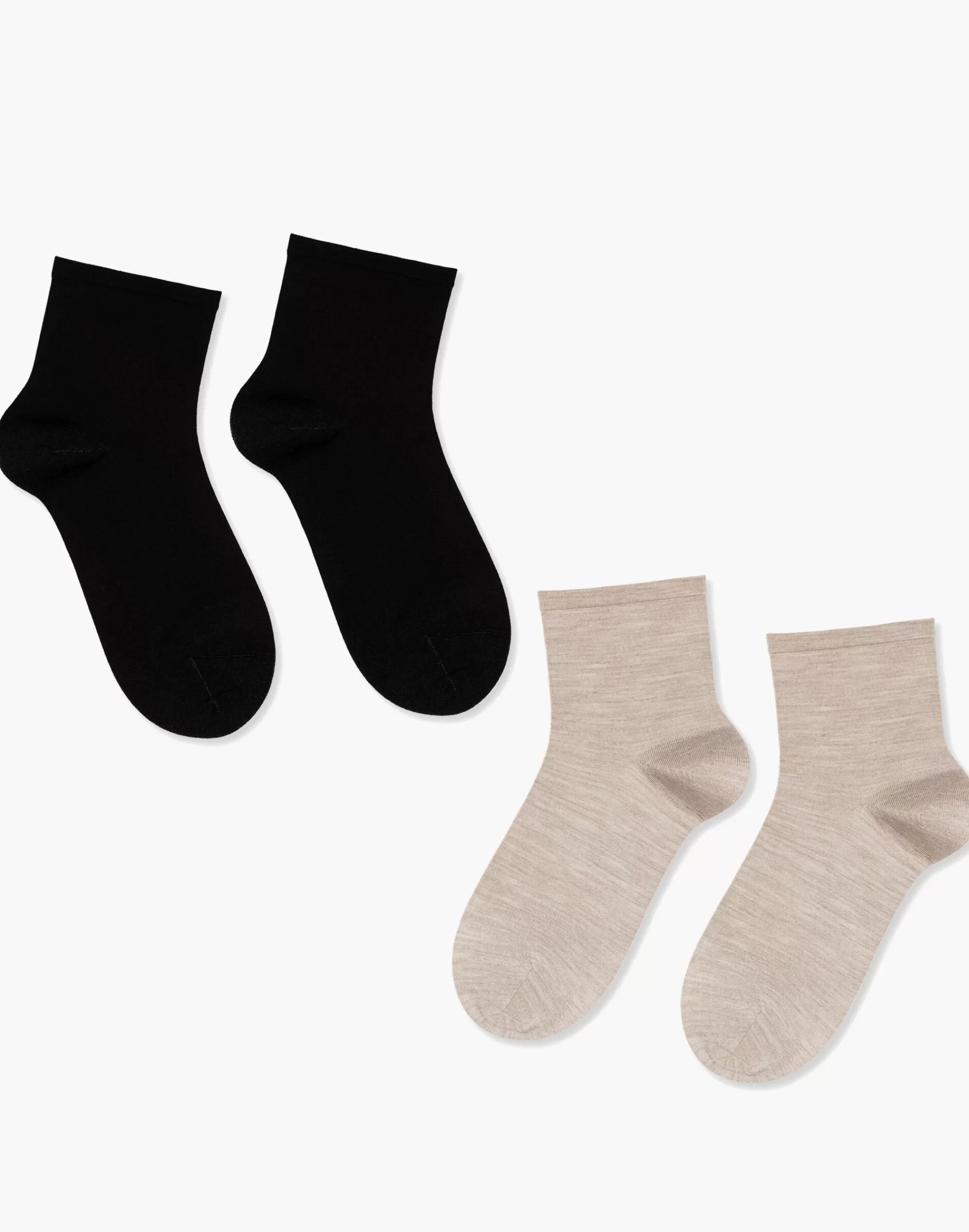 Madewell Socks>Two-Pack Silk Kinu Short Socks Oatmeal