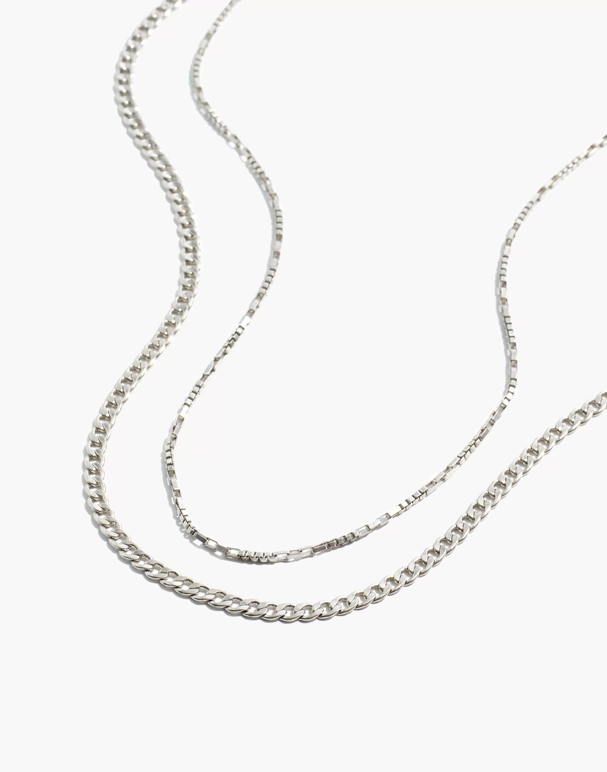 Madewell Necklaces>Two-Piece Skinny Chain Necklace Set Light Silver Ox