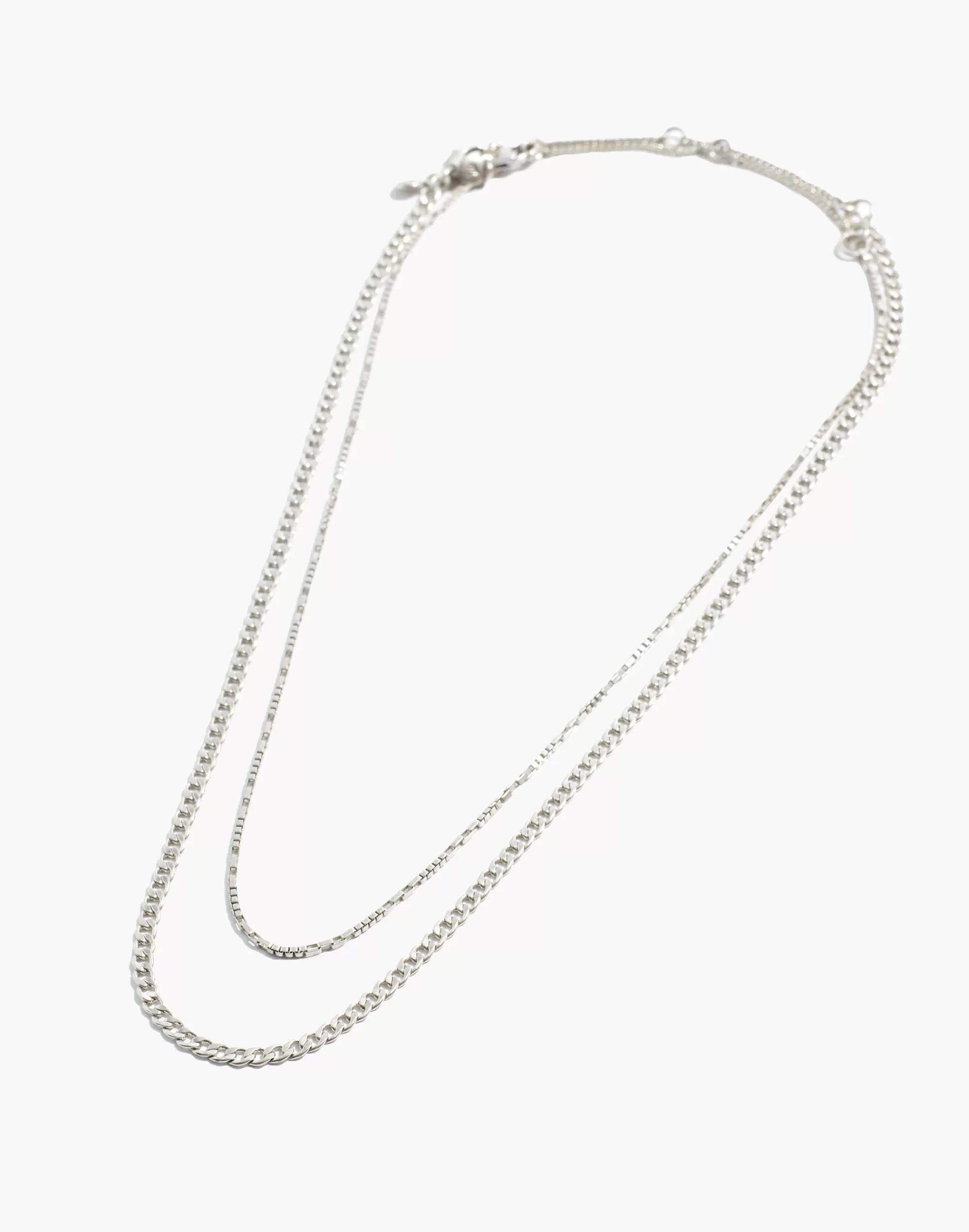 Madewell Necklaces>Two-Piece Skinny Chain Necklace Set Light Silver Ox