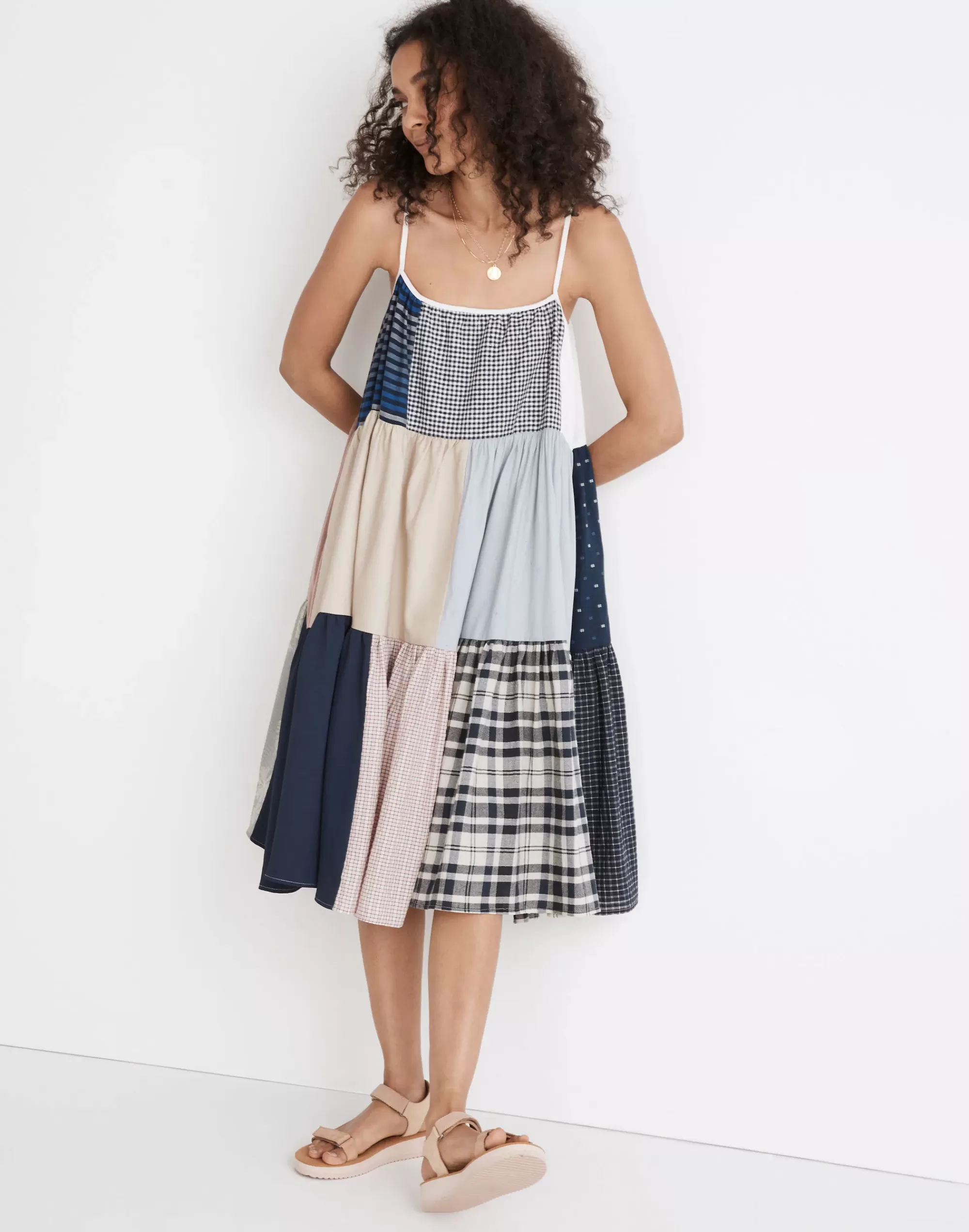 Madewell Dresses>Union Upcycled Patchwork Cami Midi Dress Upcycled Fabric