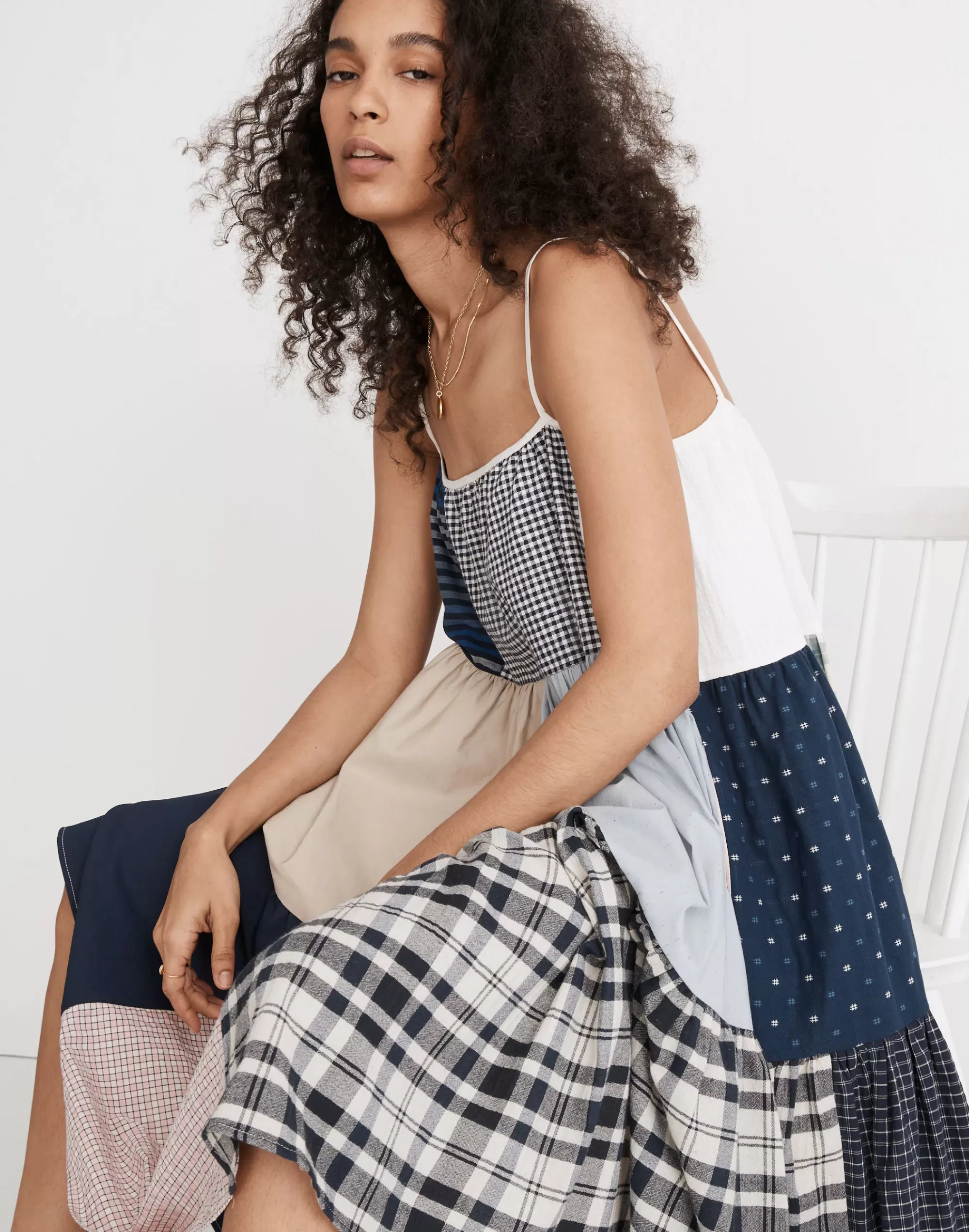 Madewell Dresses>Union Upcycled Patchwork Cami Midi Dress Upcycled Fabric