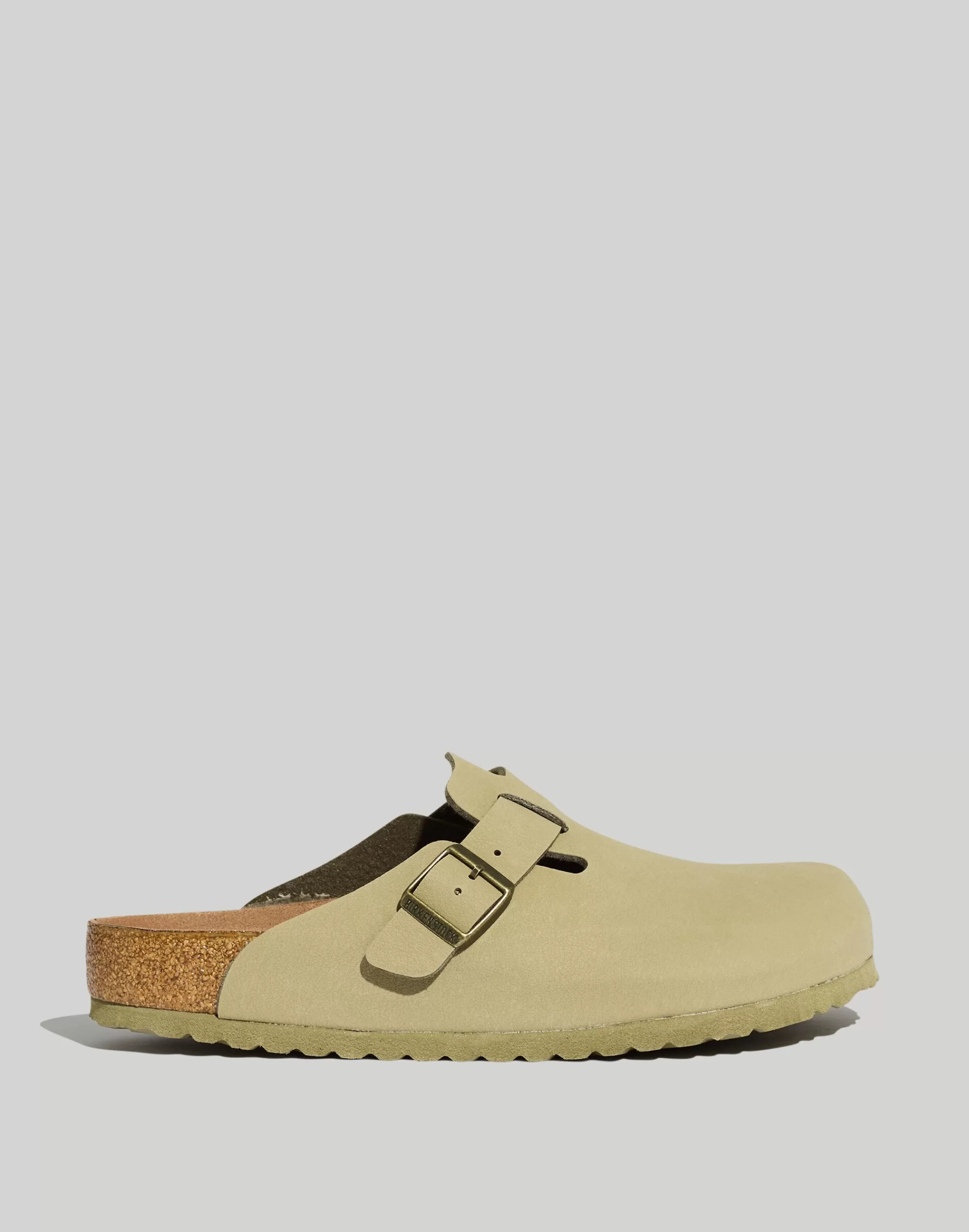 Madewell Sandals>Vegan Leather Birkibuc Boston Clogs Faded Khaki