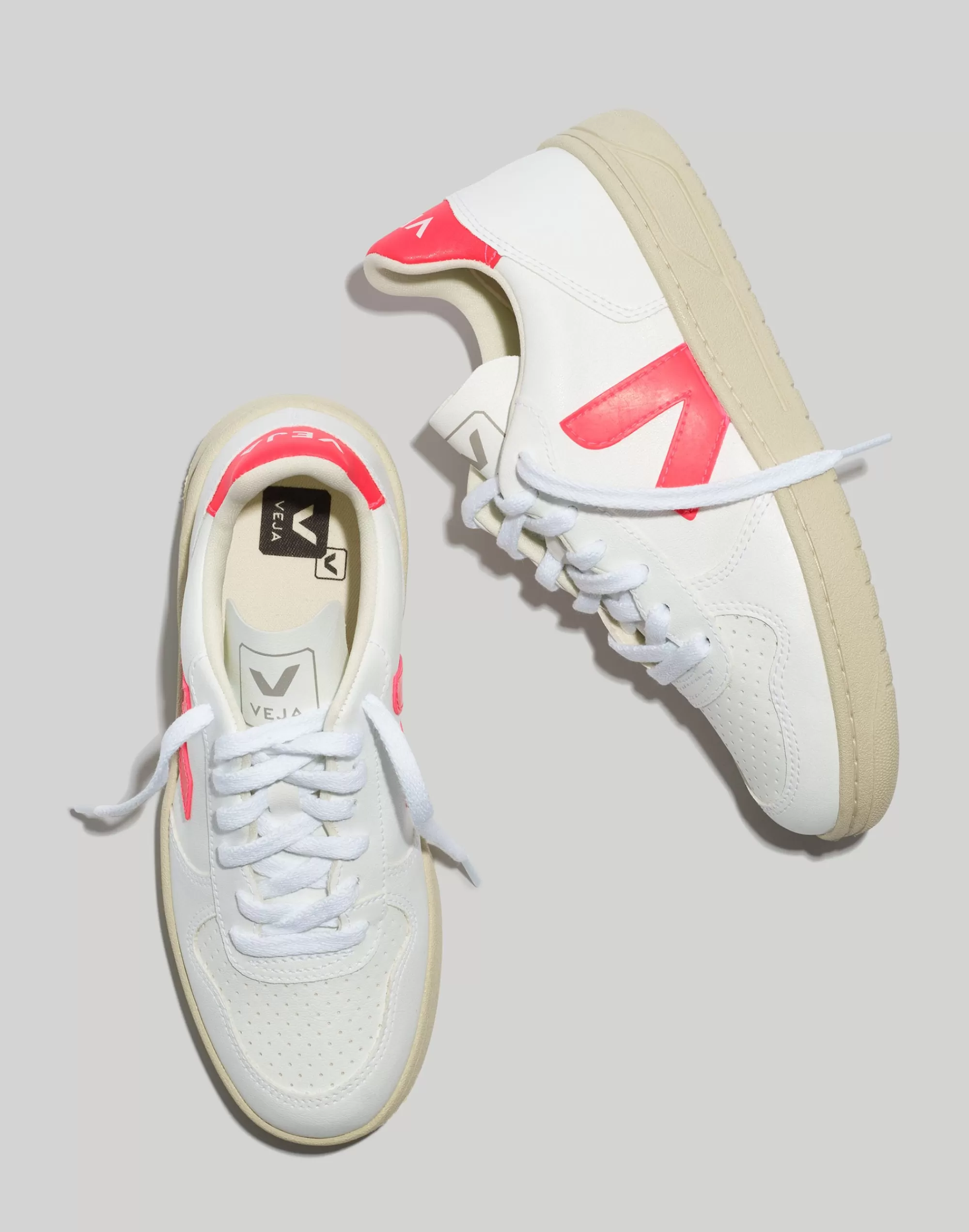 Madewell Sneakers>Vegan Leather V-10 Sneakers White Rose-Fluo