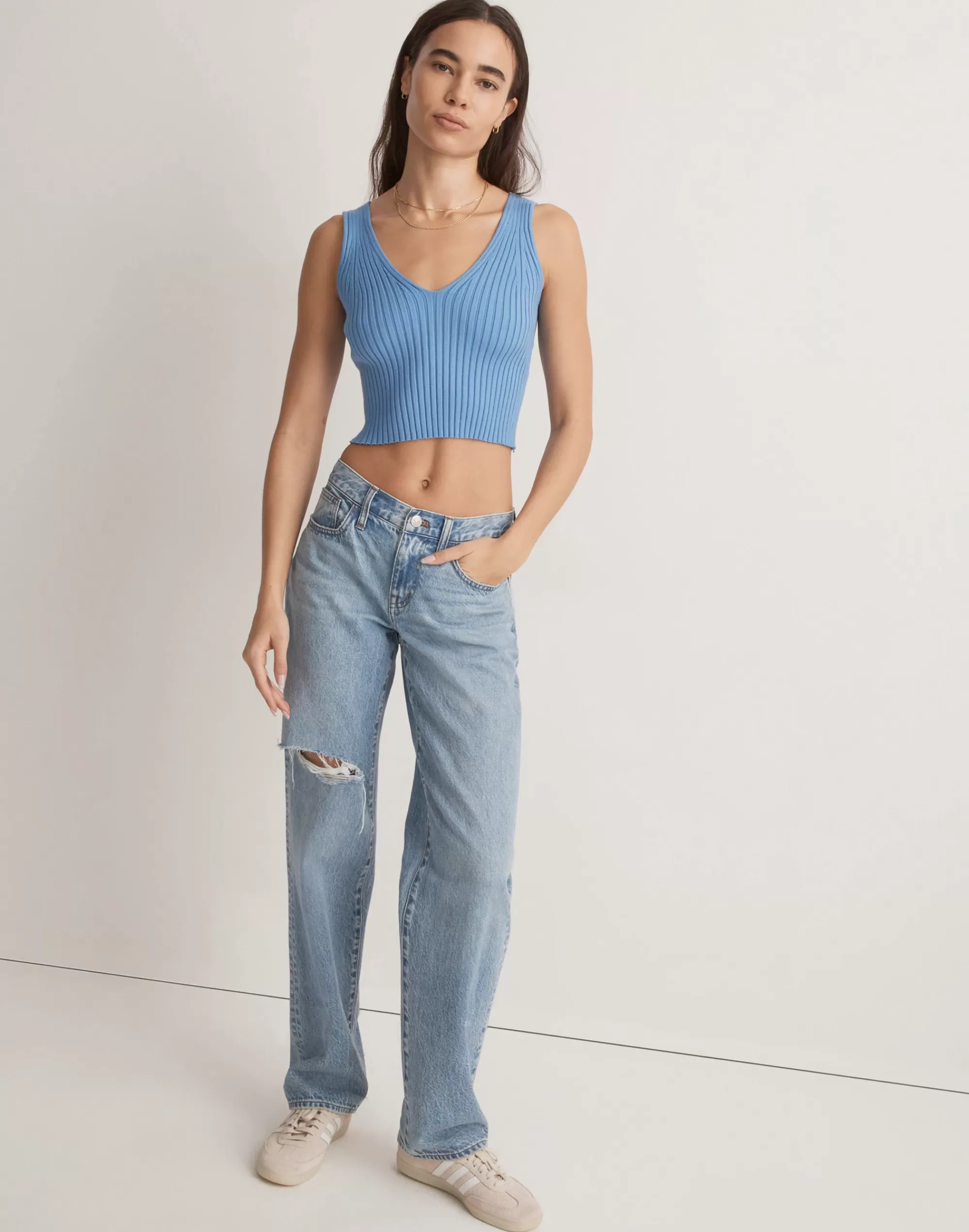 Madewell Tees>V-Neck Sweater Tank Oasis Blue