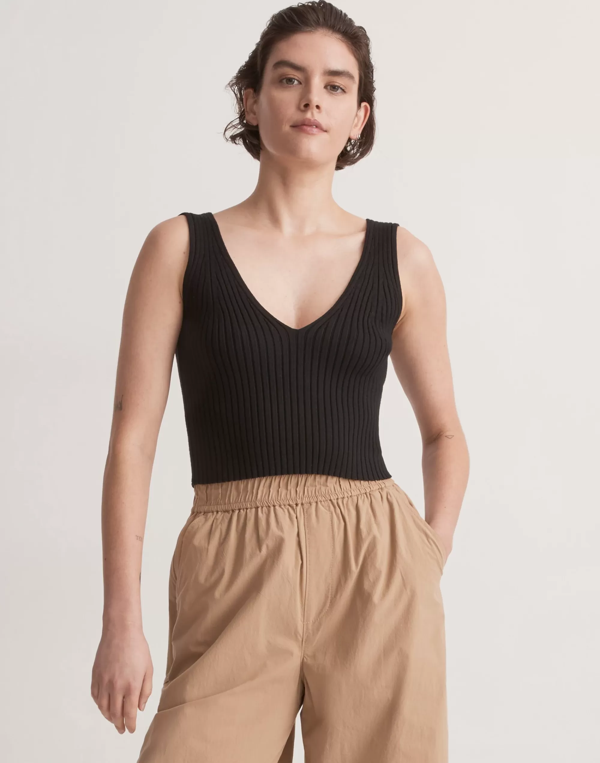 Madewell Tees>V-Neck Sweater Tank True Black