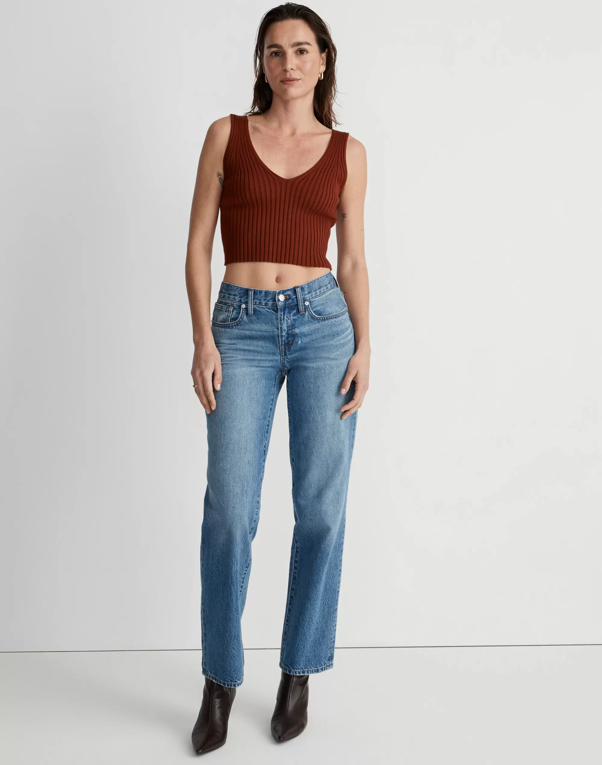 Madewell Sweaters>V-Neck Sweater Tank Dusty Redwood