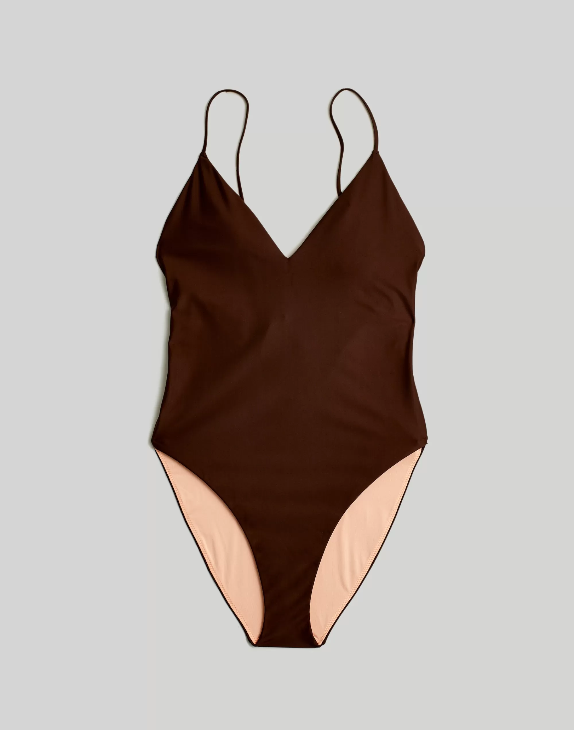 Madewell Swim>V-Neck Tie-Back One-Piece Swimsuit Dark Coffee