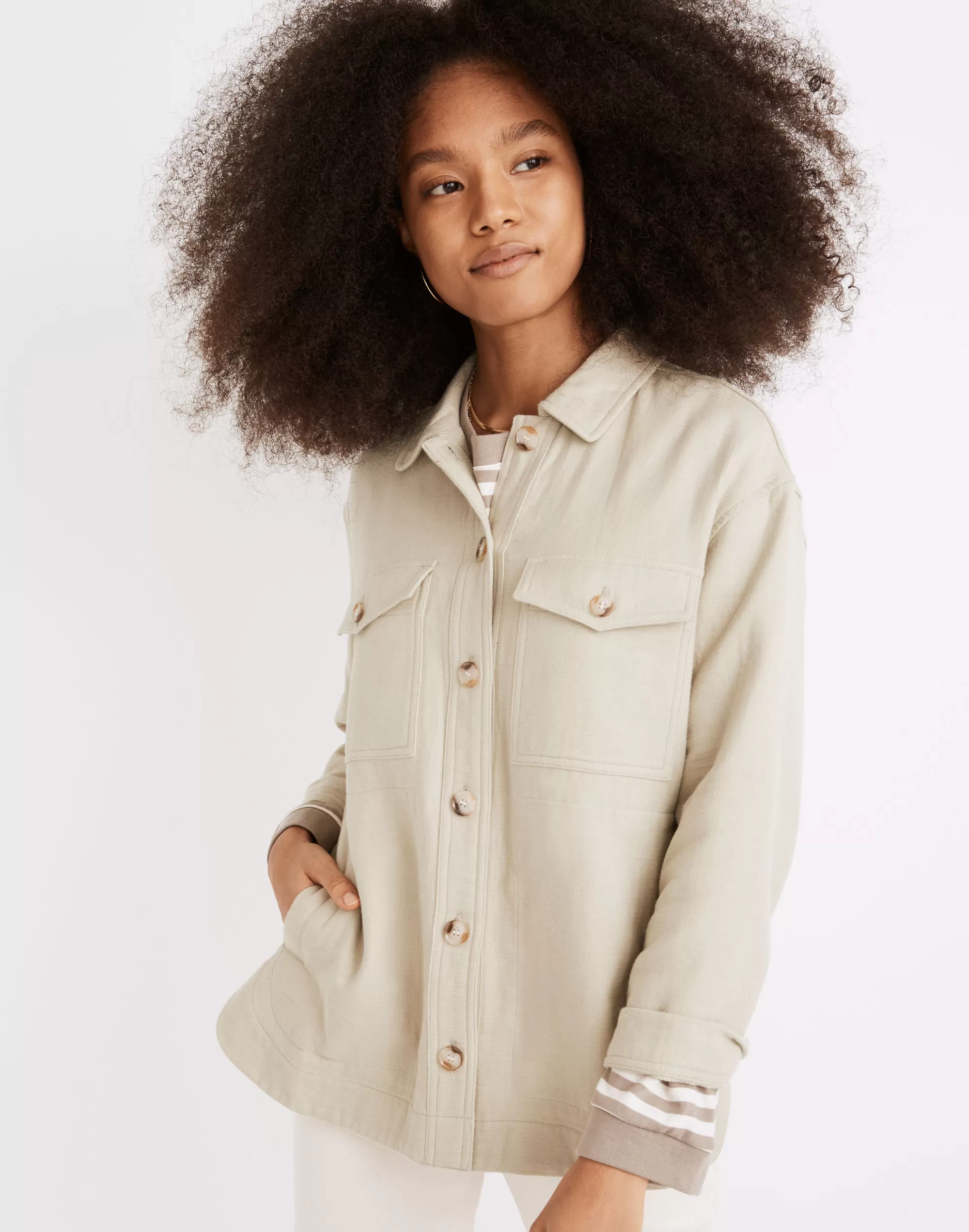 Madewell Jackets>Waffleback Branner Shirt-Jacket Faded Seagrass