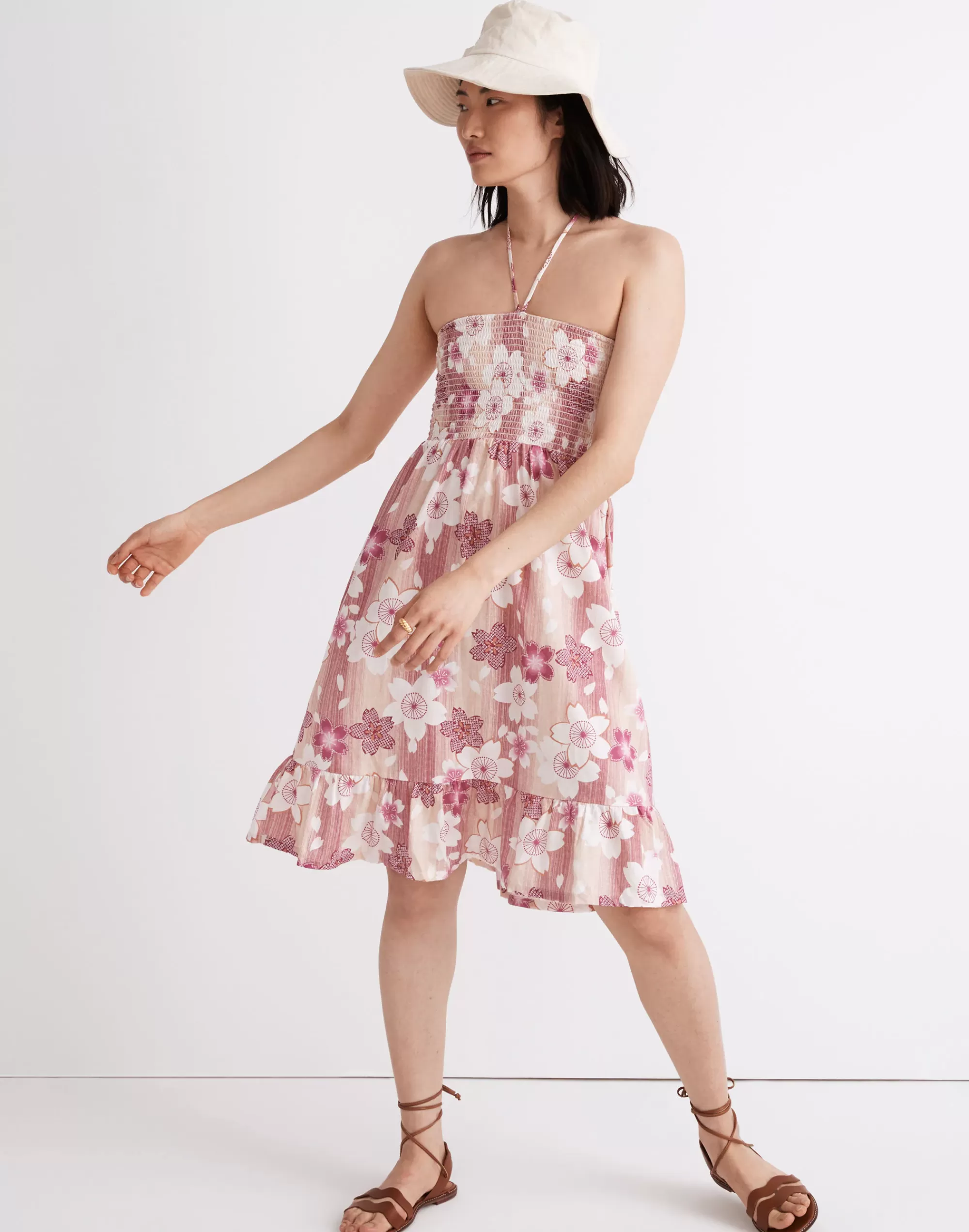 Madewell Dresses>Warm Smocked Midi Dress Pink Ombre Petals