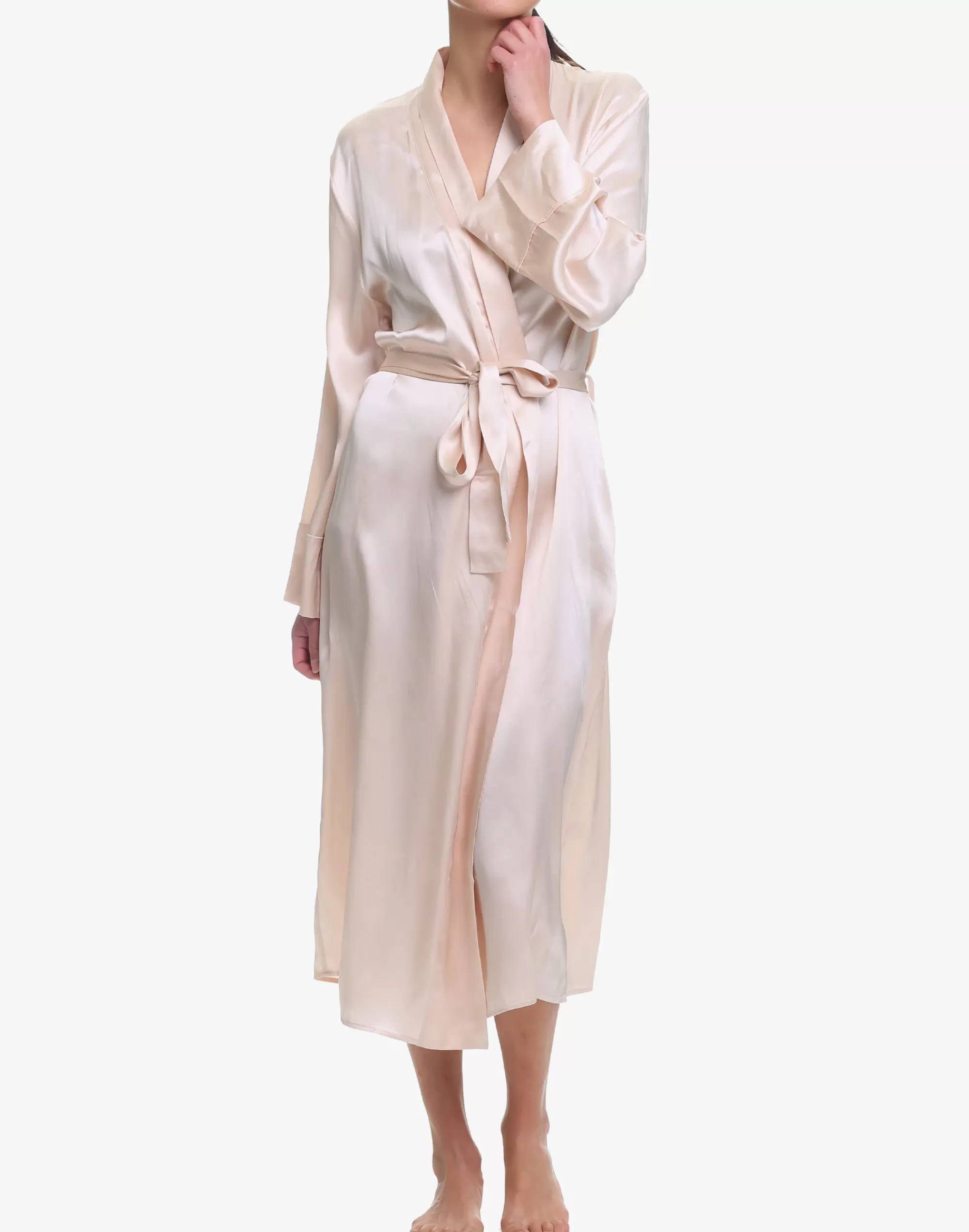 Madewell Pajamas>Washable Silk Long Robe Light Pink