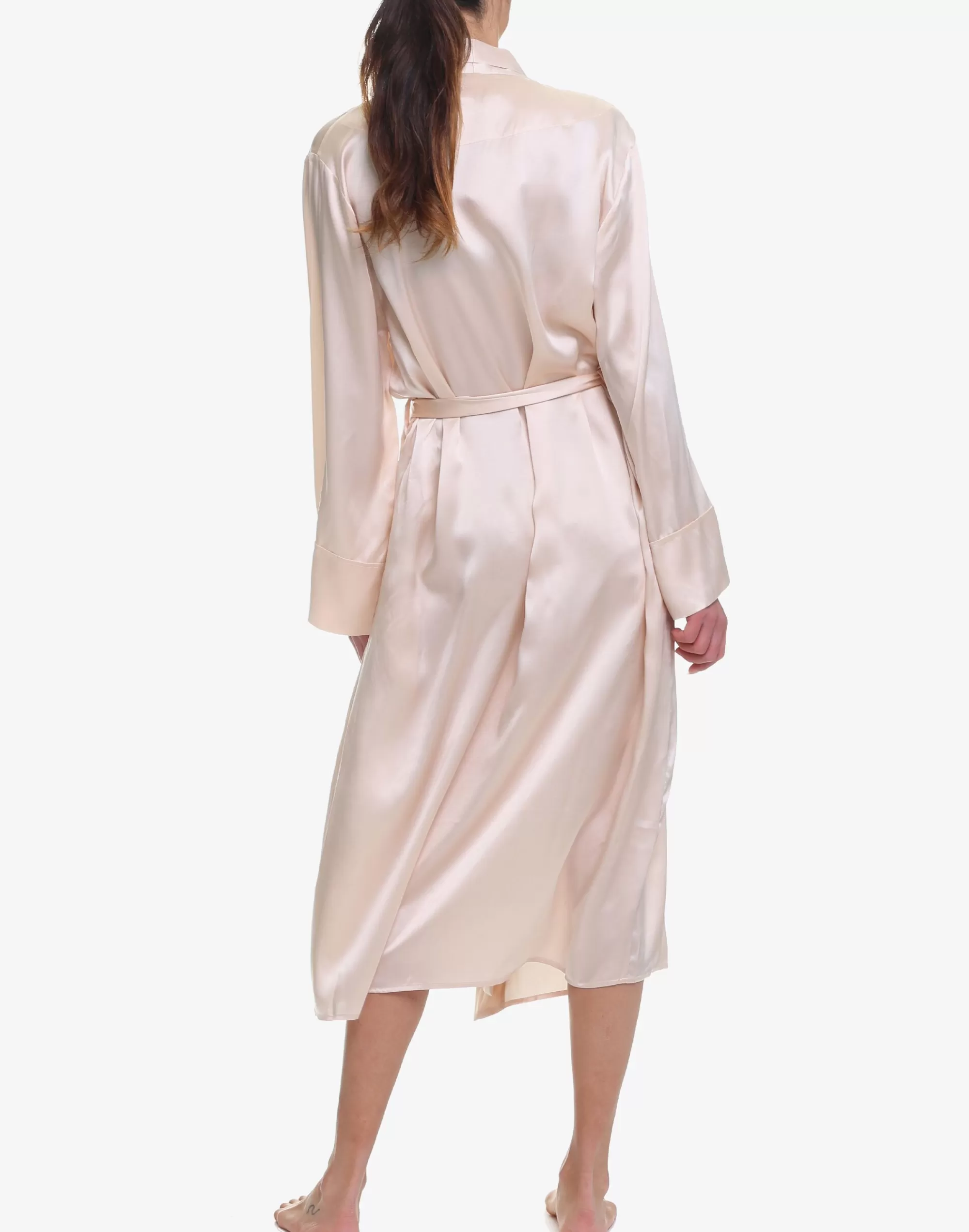 Madewell Pajamas>Washable Silk Long Robe Light Pink