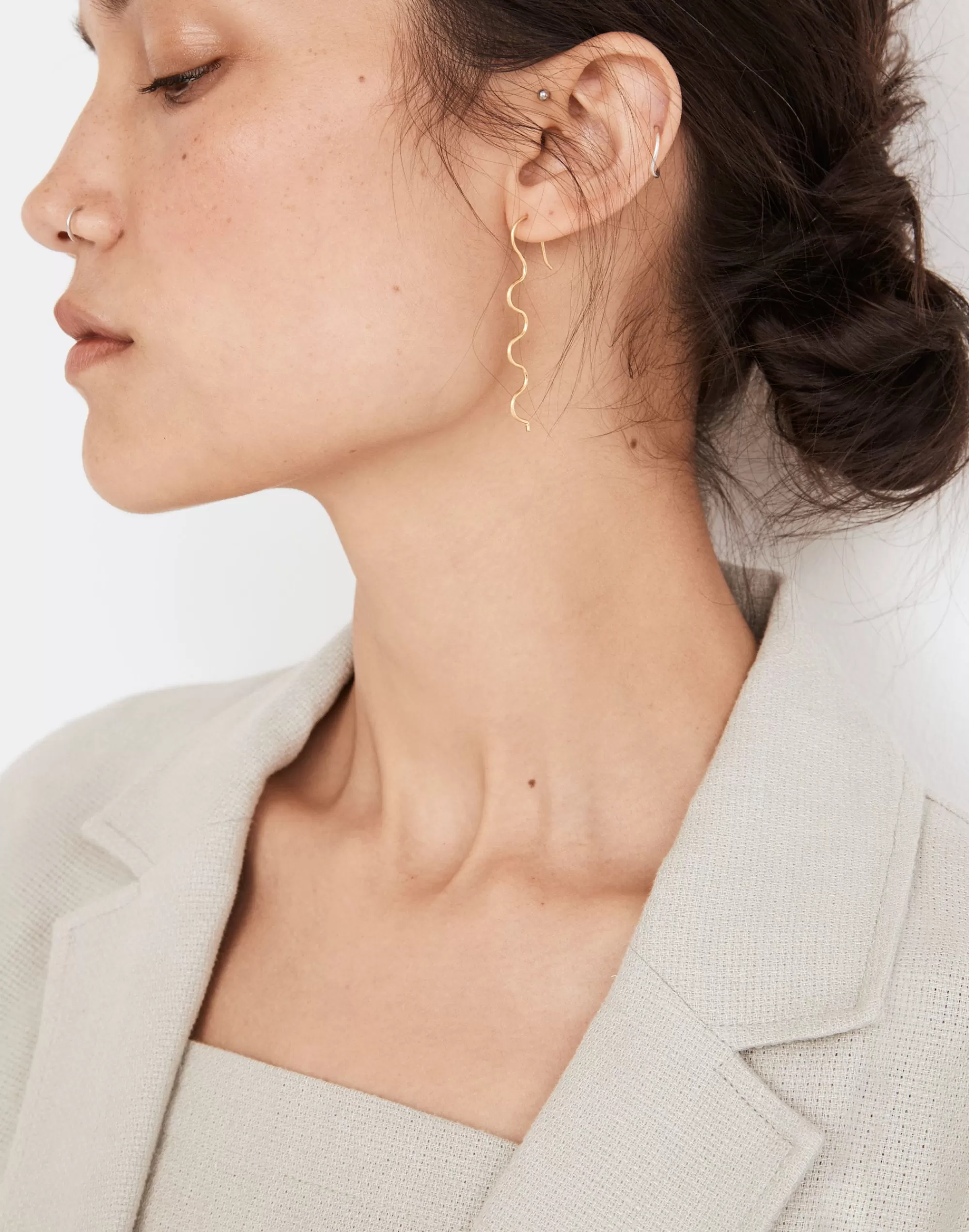 Madewell Earrings>Wave Threader Earrings Vintage Gold