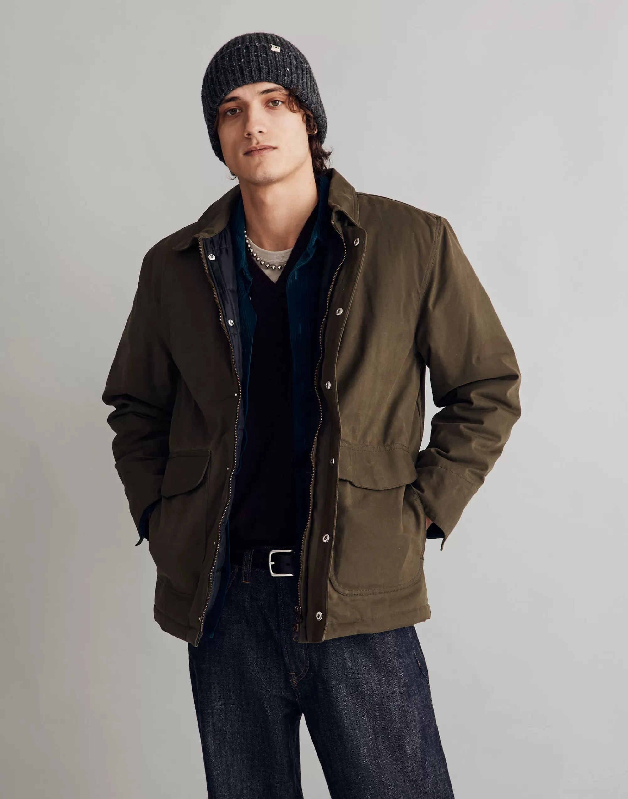 Madewell Jackets>Waxed Quilted Barn Jacket Tent Green