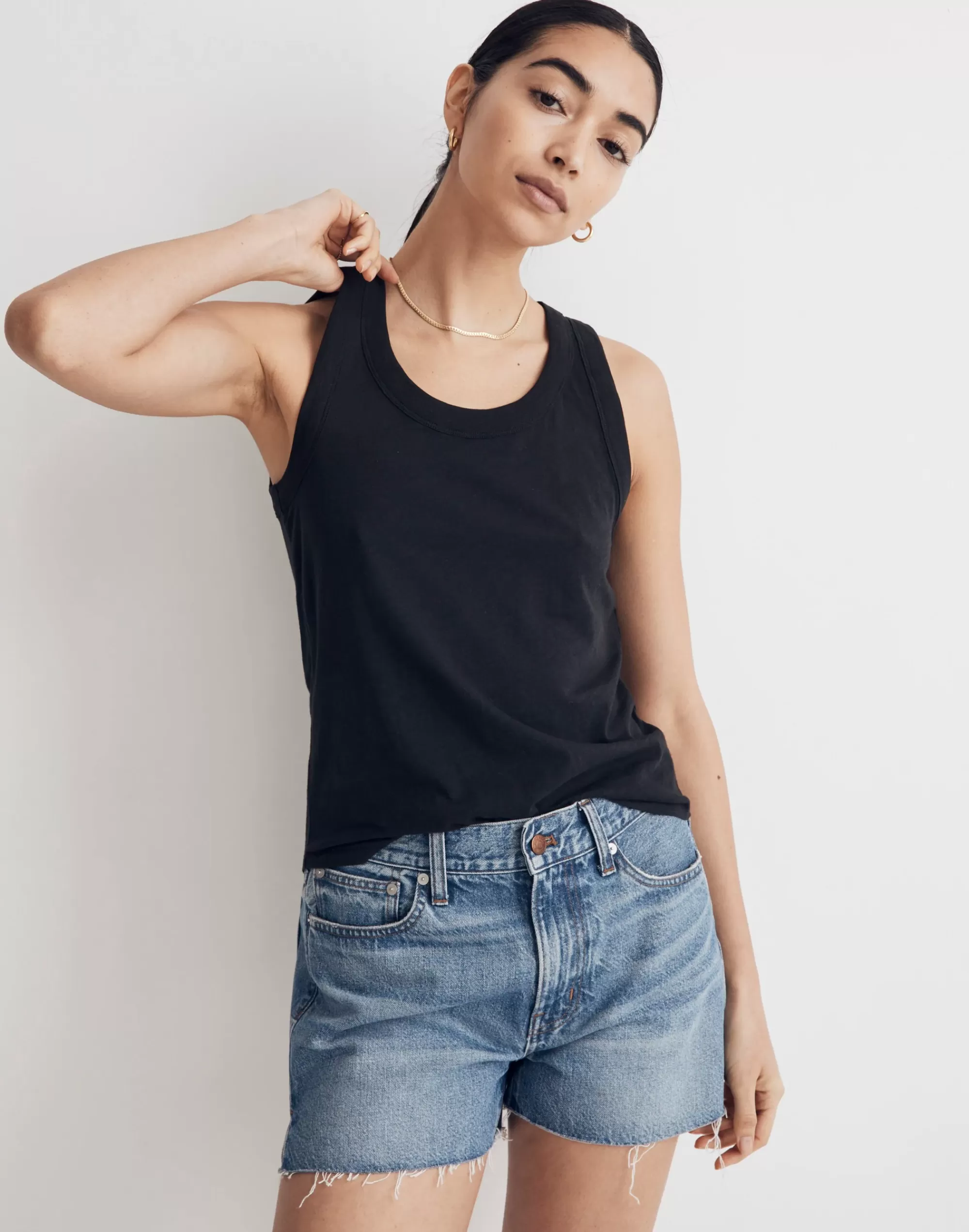 Madewell Tees>Whisper Cotton Scoopneck Tank Top True Black