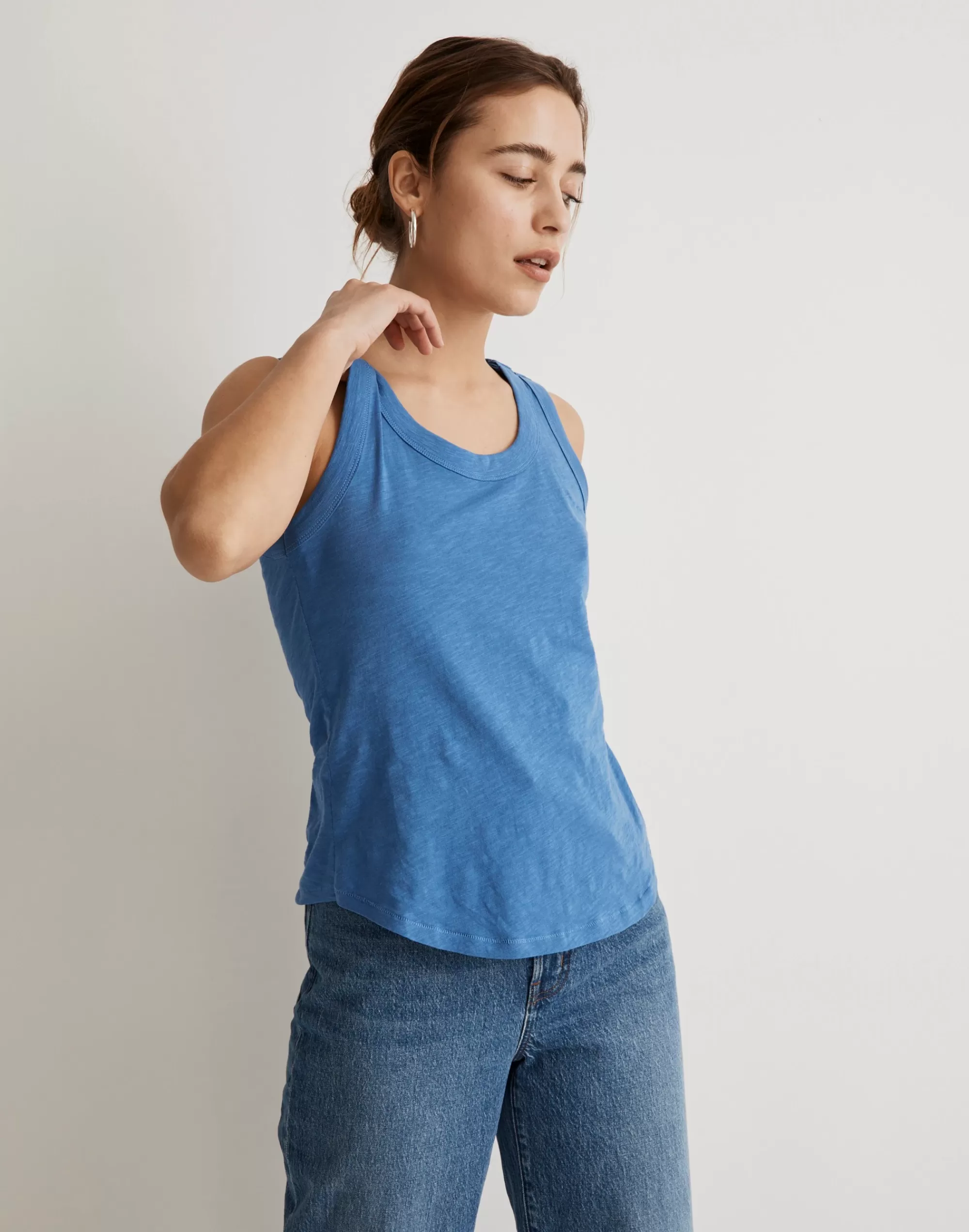 Madewell Tees>Whisper Cotton Scoopneck Tank Top Hermitage Blue