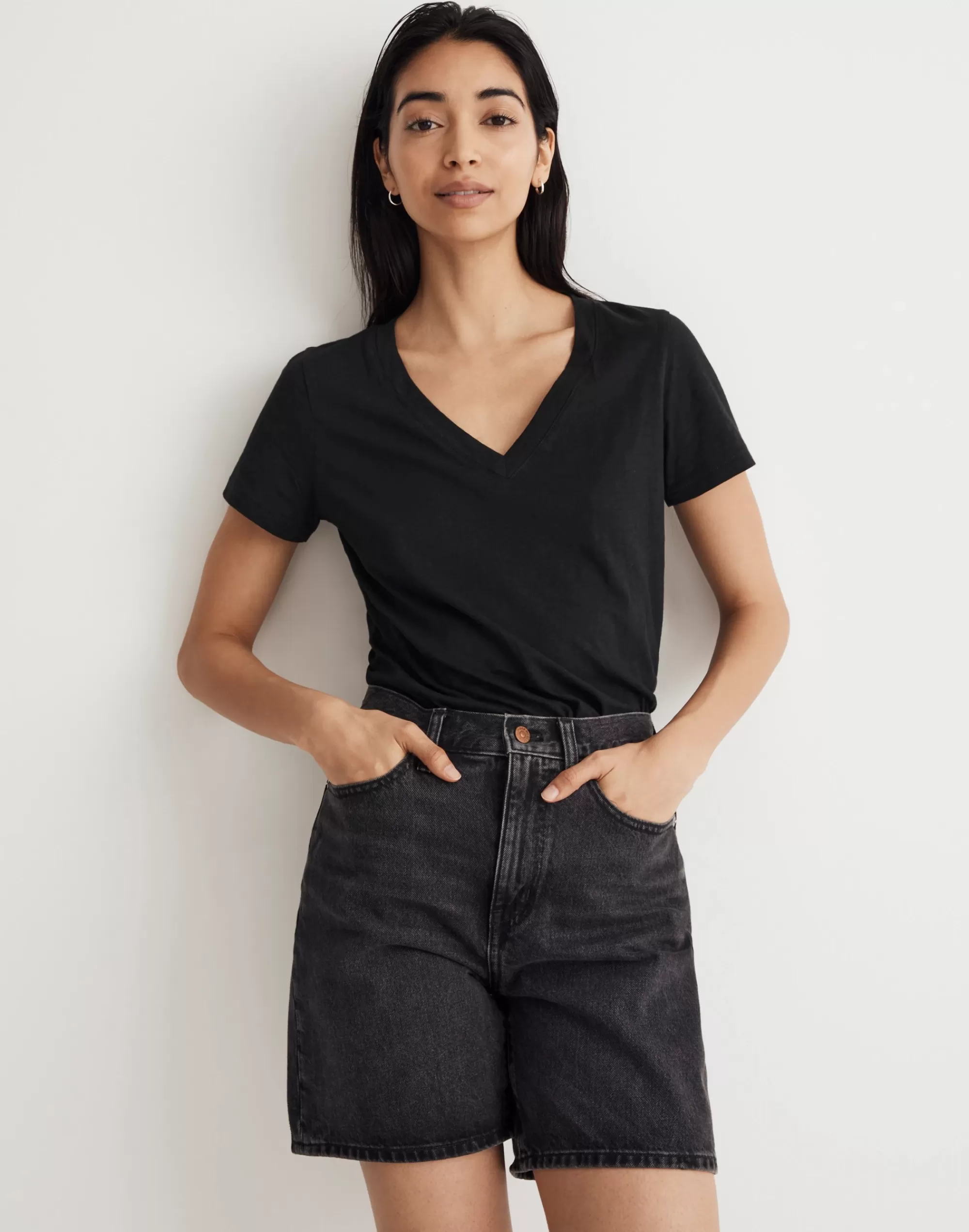 Madewell Tees>Whisper Cotton V-Neck Tee True Black