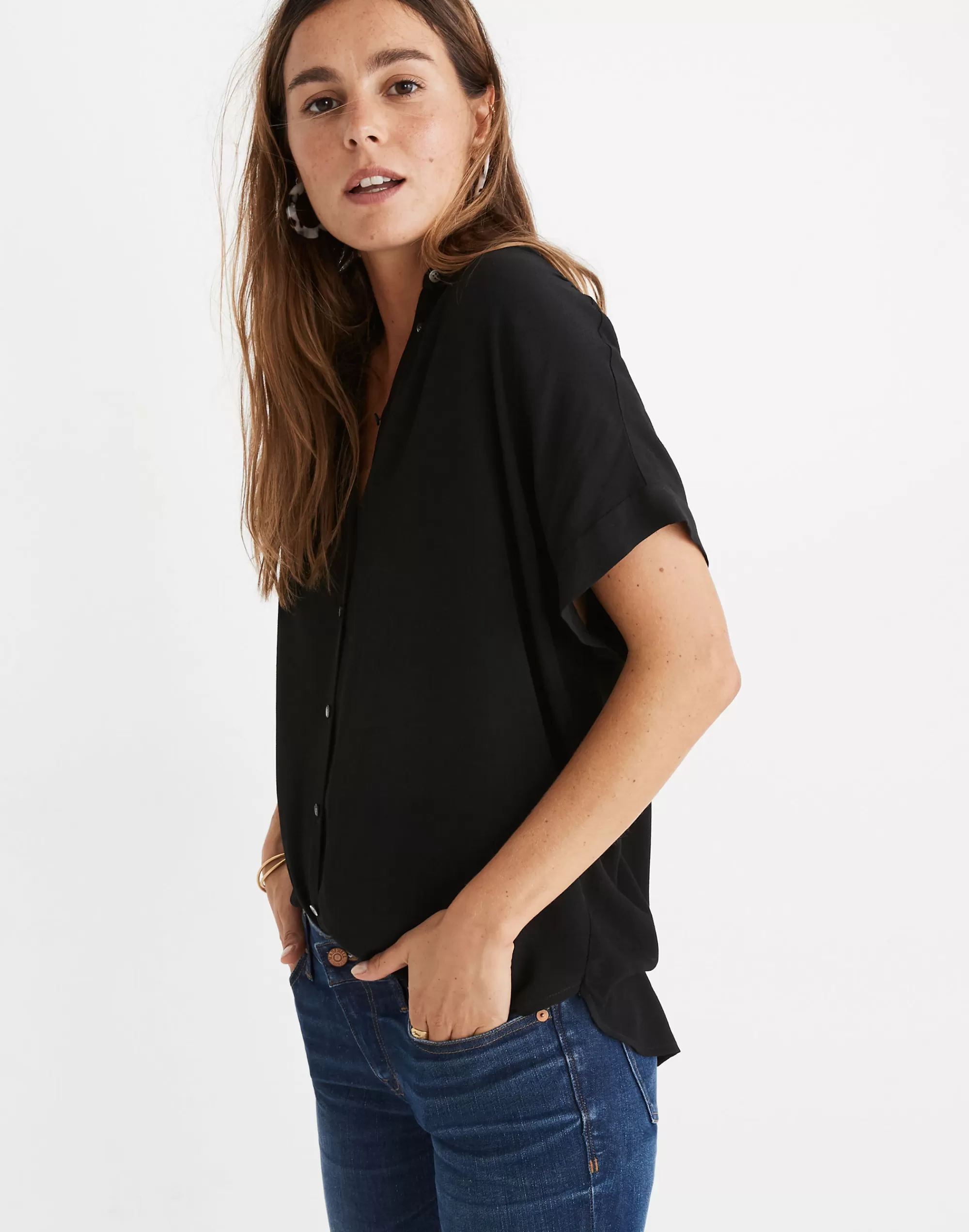 Madewell Tops & Shirts>Women's Central Drapey Shirt | True Black