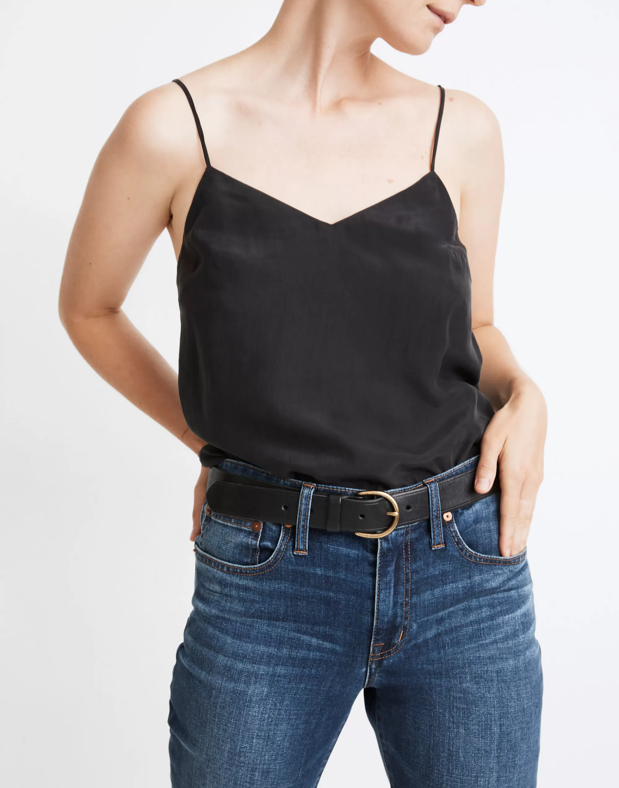 Madewell Belts>Women's Medium Perfect Leather Belt | True Black