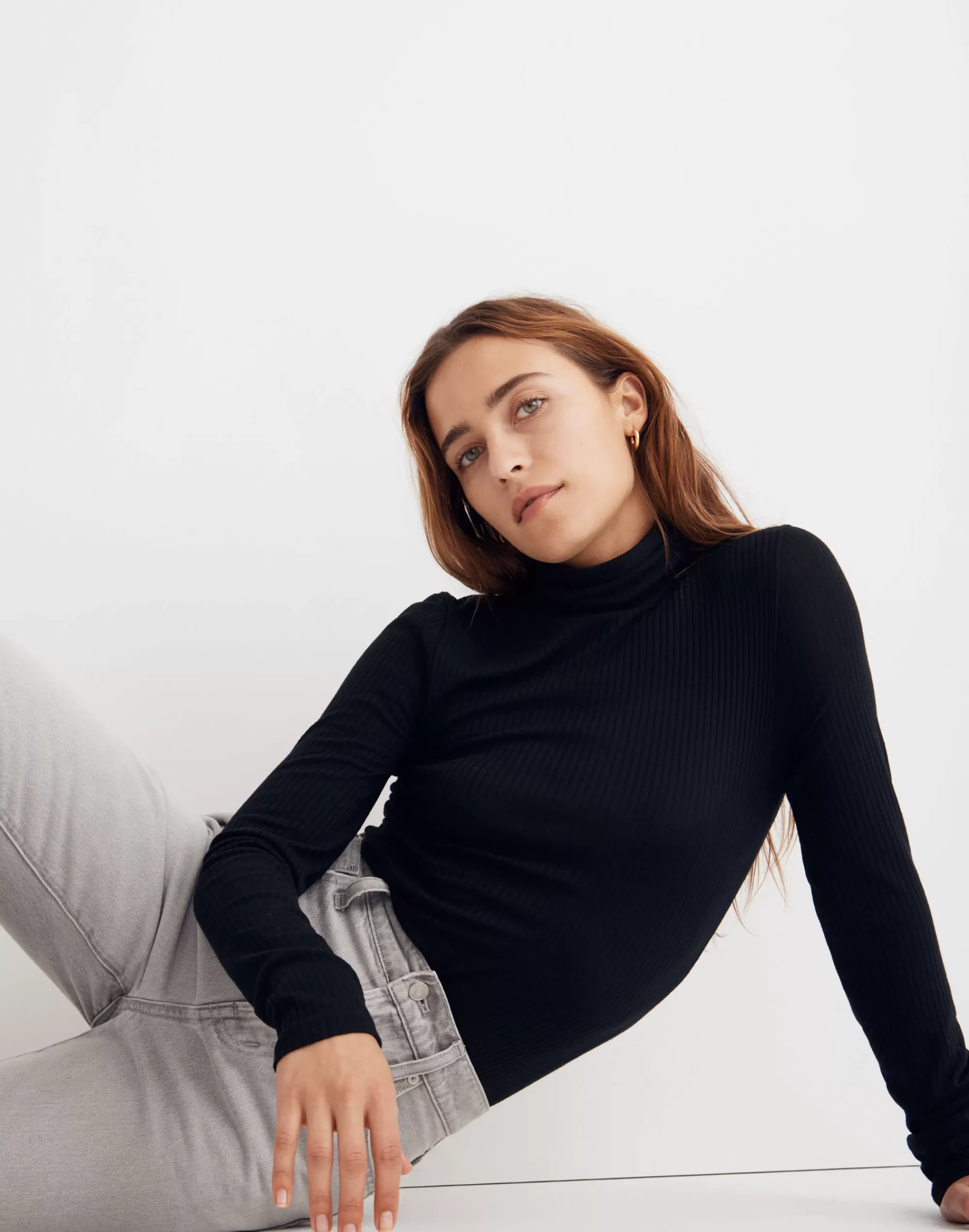 Madewell Tees>Women's Ribbed Turtleneck Top | True Black