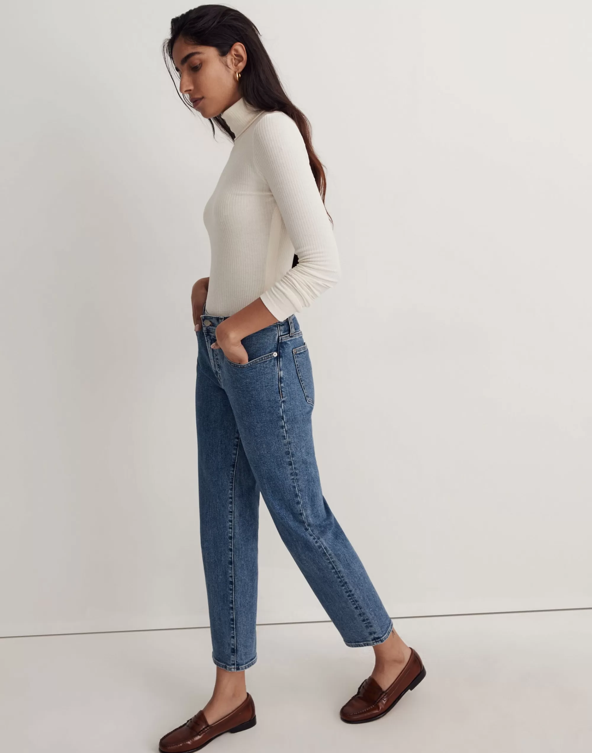 Madewell Tees>Women's Ribbed Turtleneck Top | Antique Cream