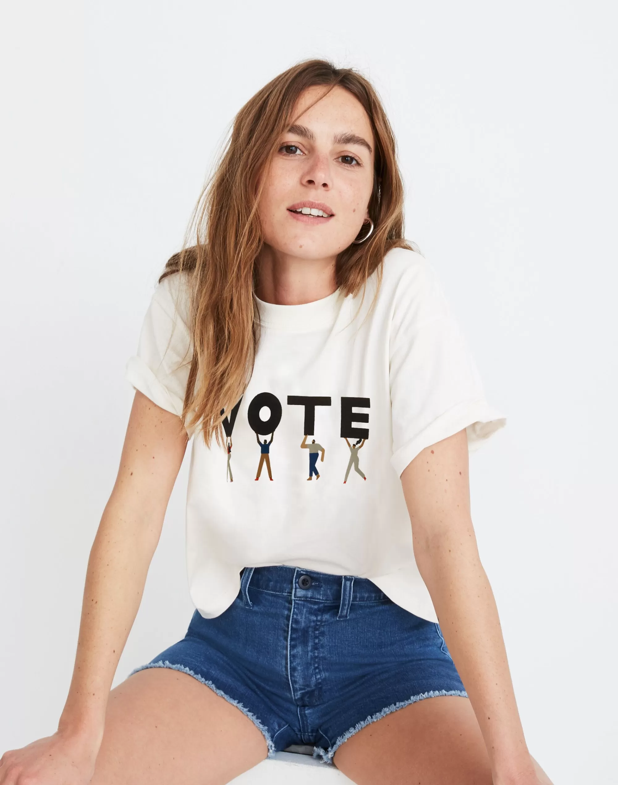 Madewell Tees>Women's Vote Graphic Easy Crop Tee | Lighthouse