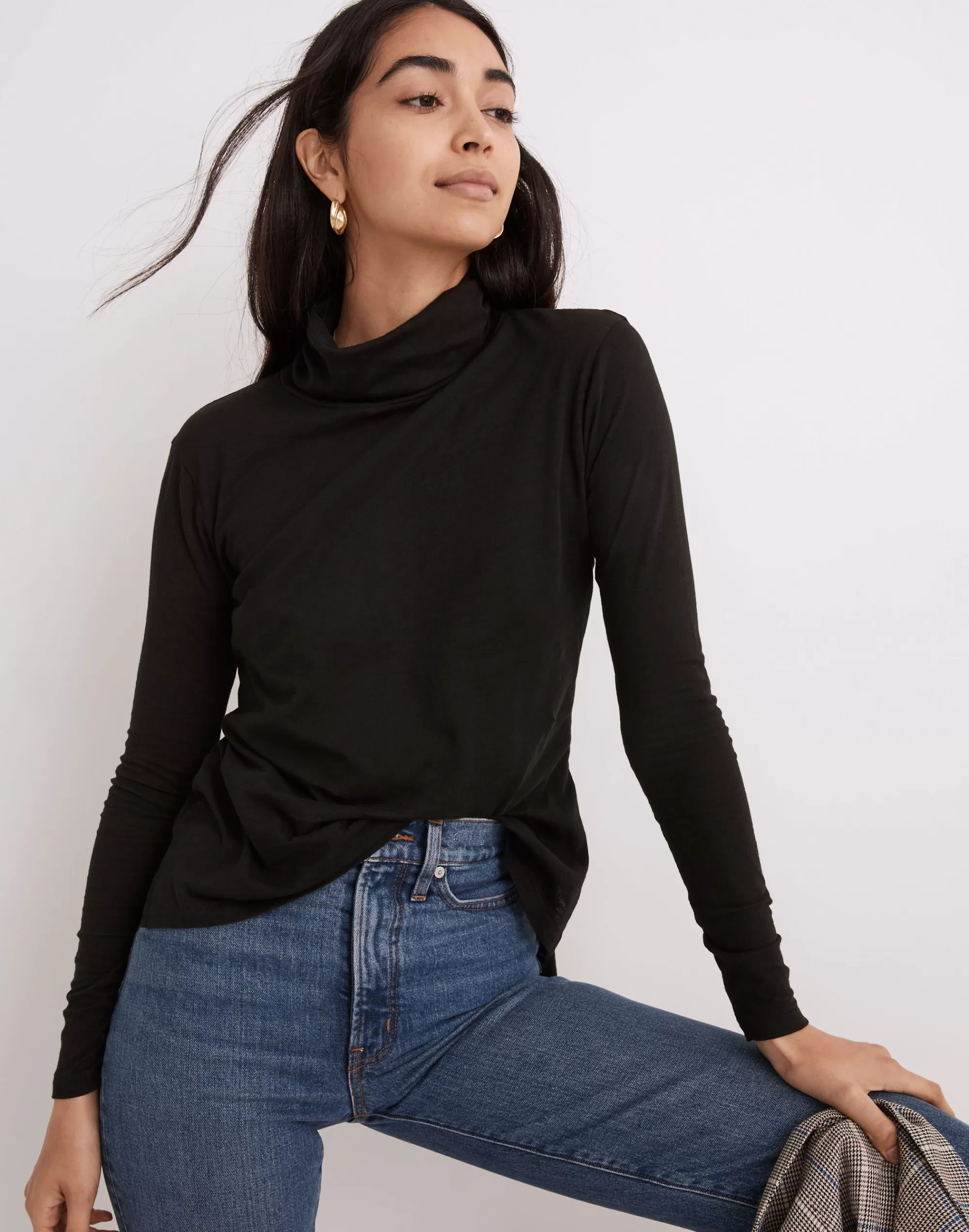 Madewell Tees>Women's Whisper Cotton Turtleneck | True Black