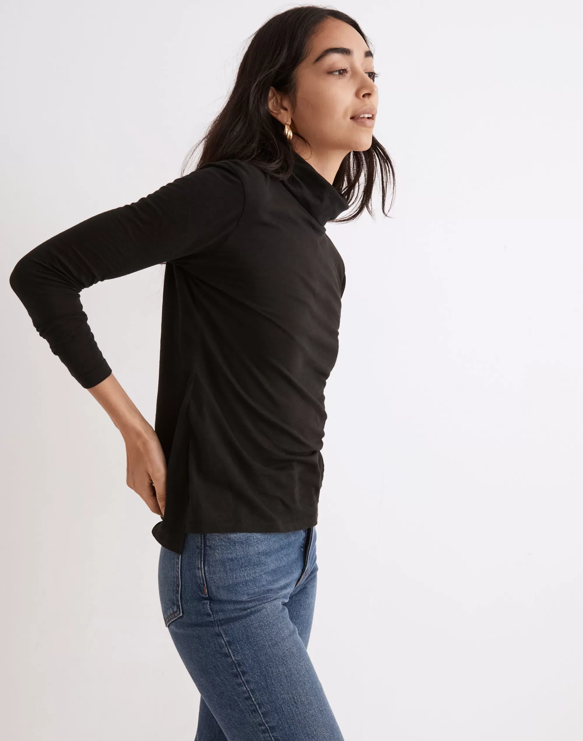 Madewell Tees>Women's Whisper Cotton Turtleneck | True Black