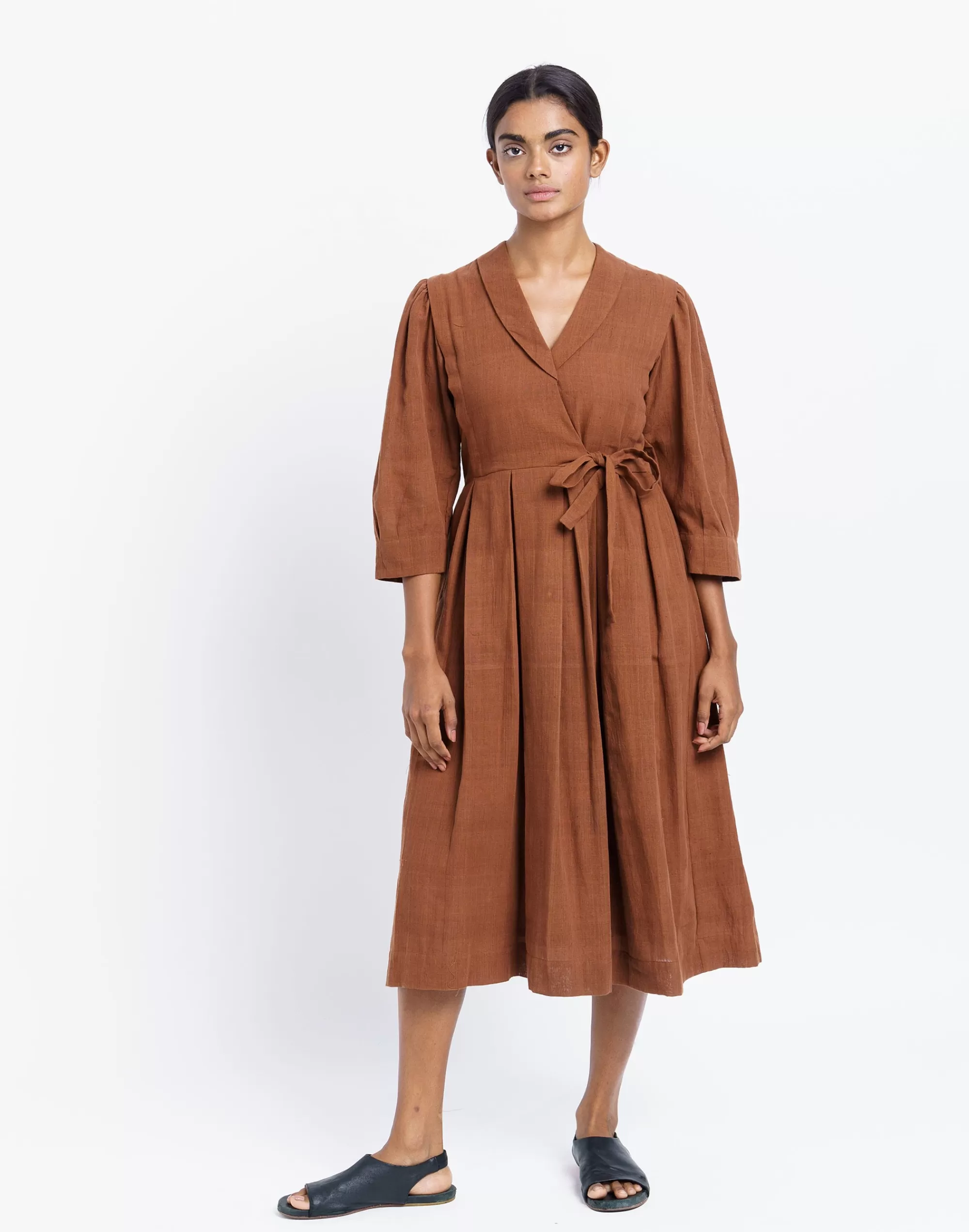 Madewell Dresses>World Of Crow 70's Classic Wrap Midi Dress Brown