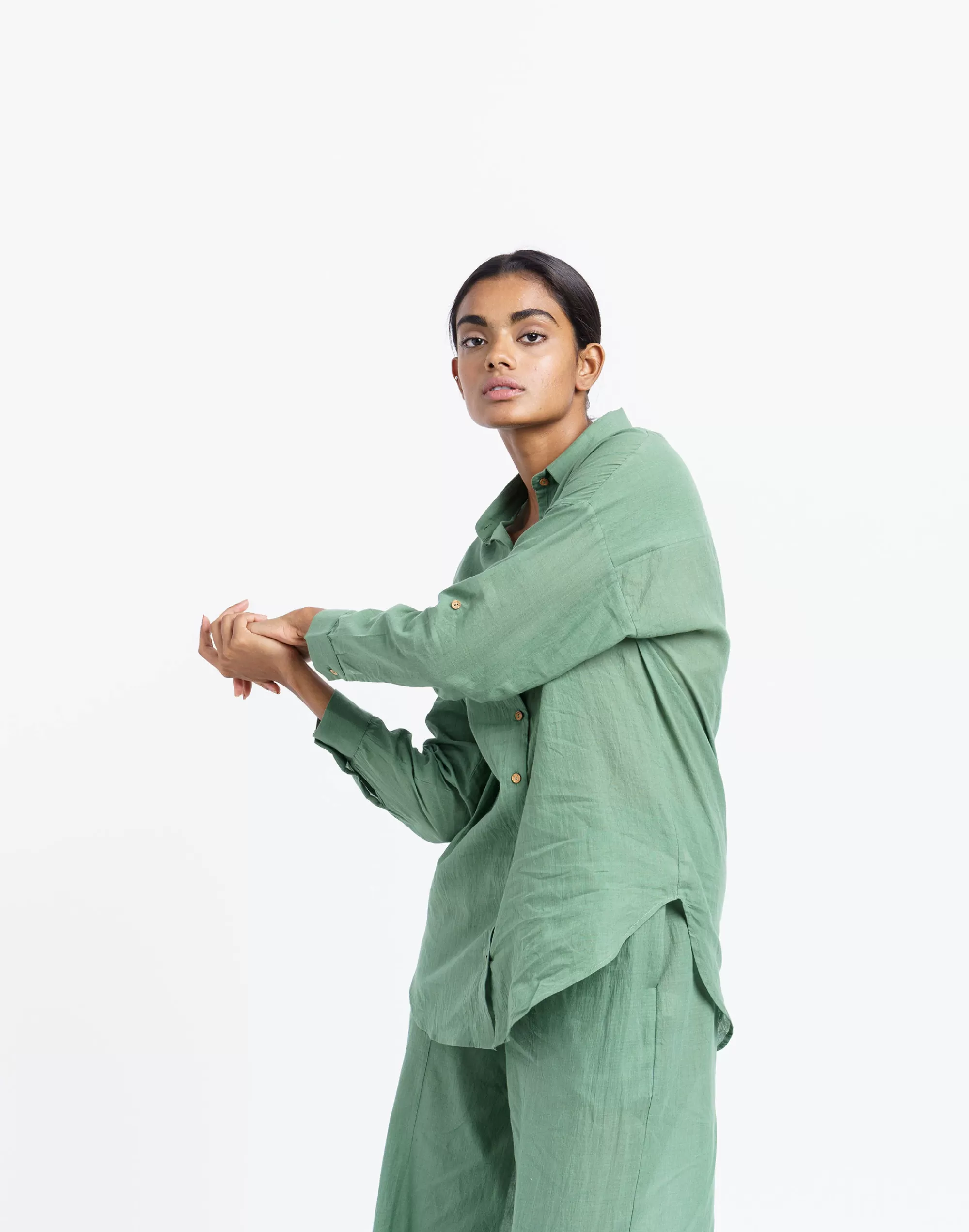 Madewell Tops & Shirts>World Of Crow Aqua Cotton Shirt Green