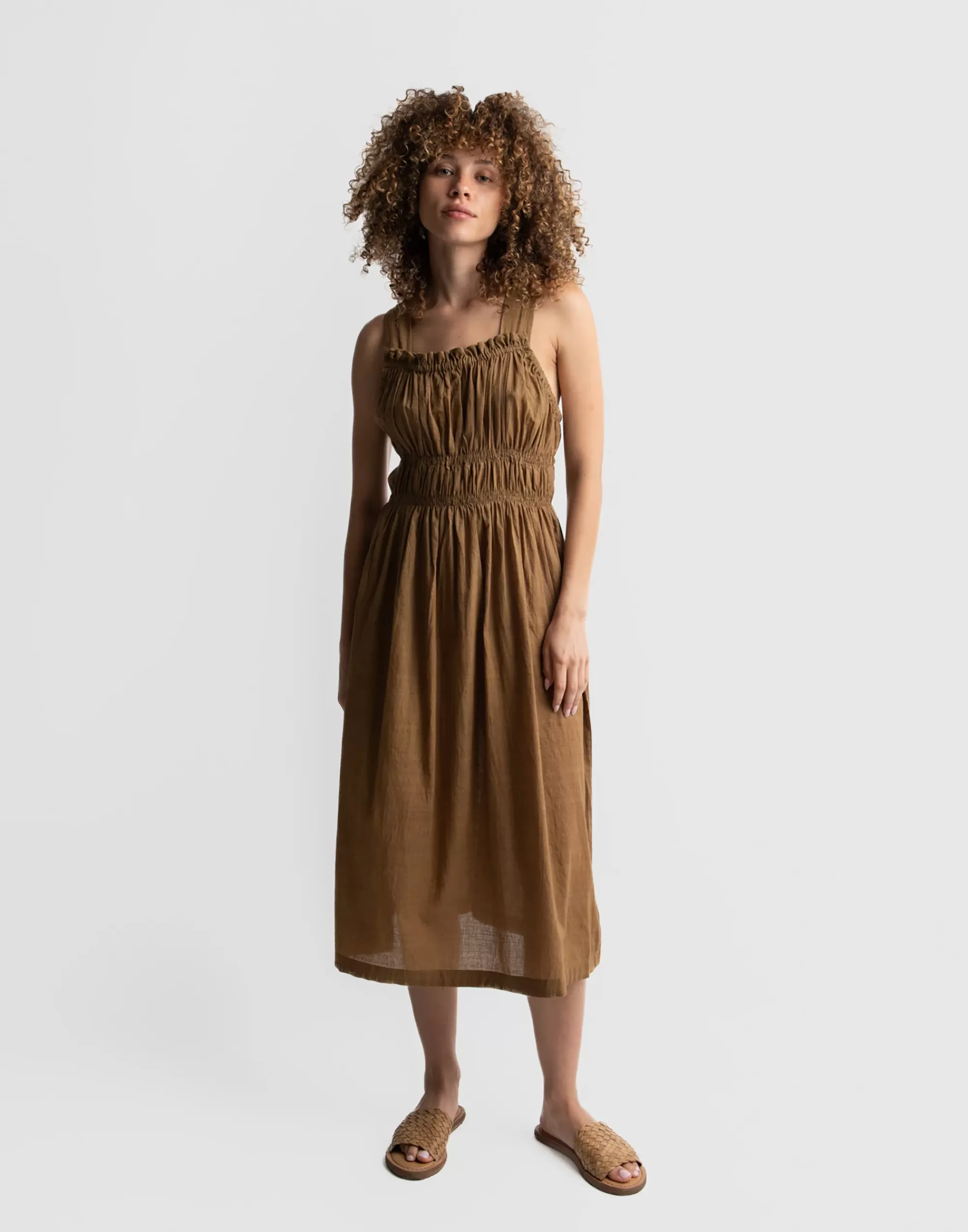 Madewell Dresses>World Of Crow Caramel Brown Midi Dress Light Brown