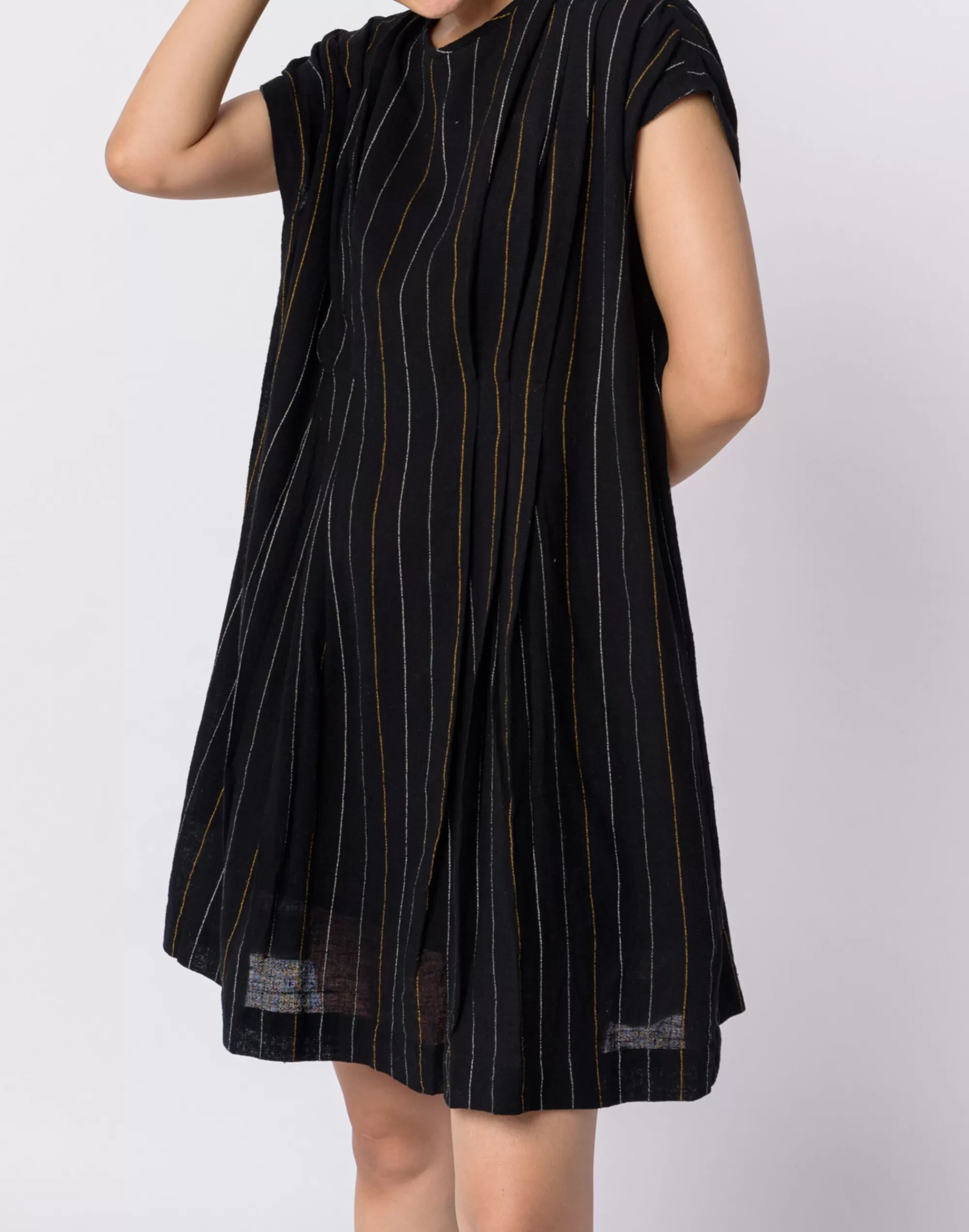 Madewell Dresses>World Of Crow Chalk Striped Dress Black