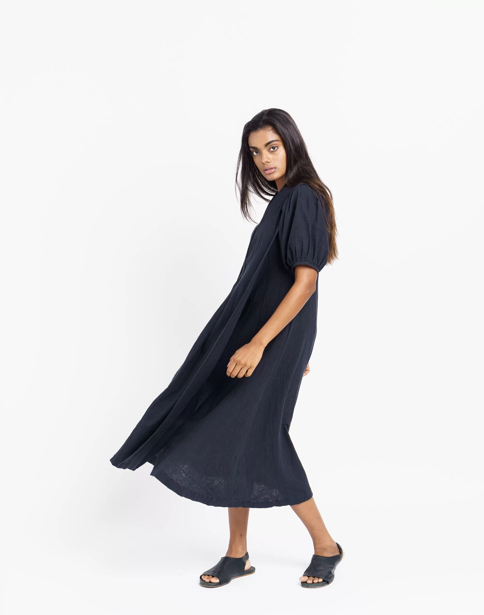 Madewell Dresses>World Of Crow Classic Ink Midi Dress Black