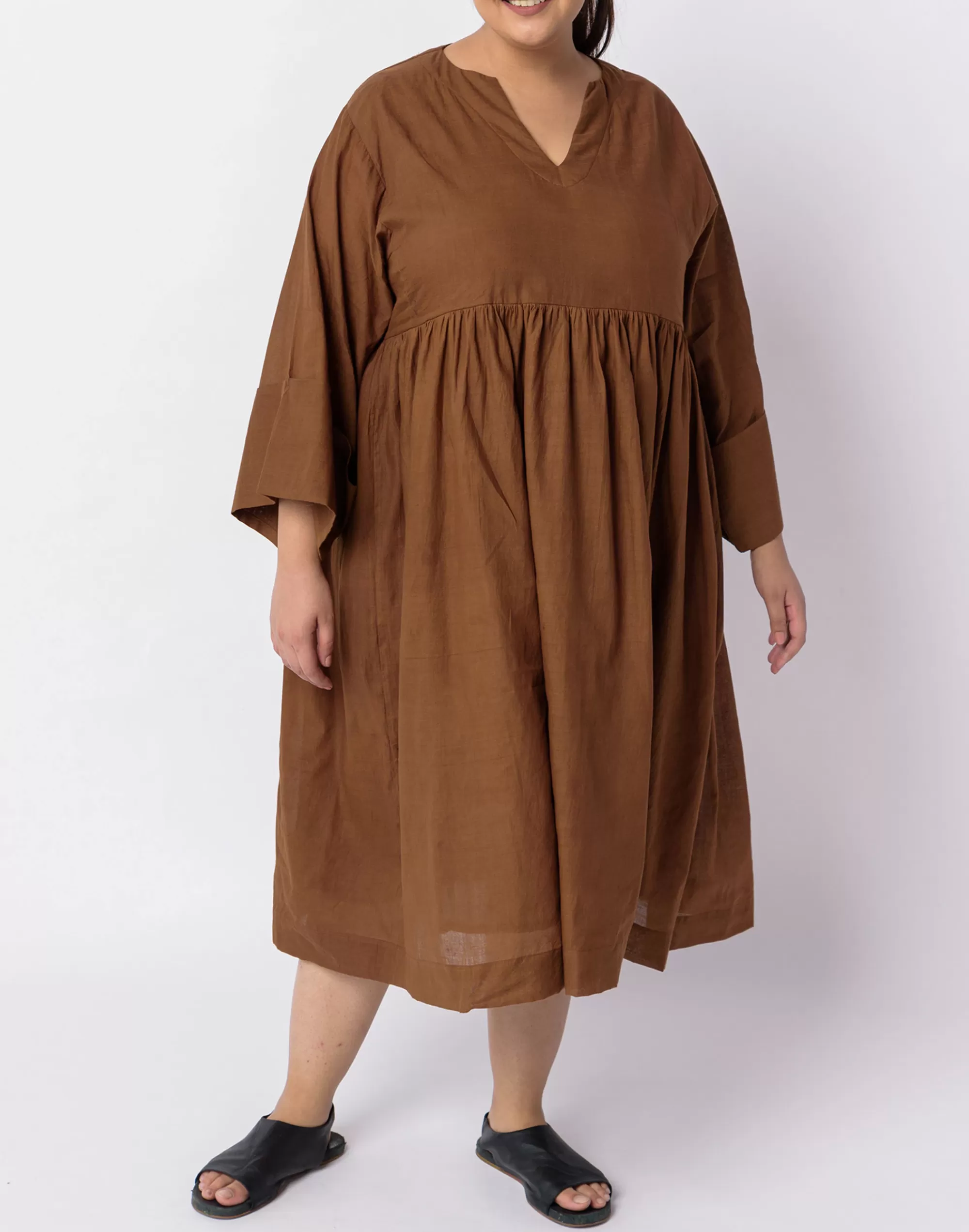 Madewell Dresses>World Of Crow Cocoa Gathered Dress Brown