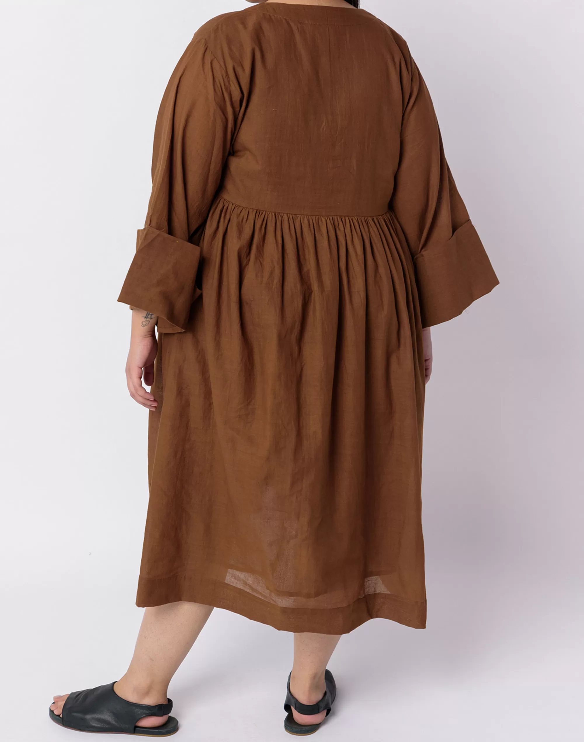 Madewell Dresses>World Of Crow Cocoa Gathered Dress Brown