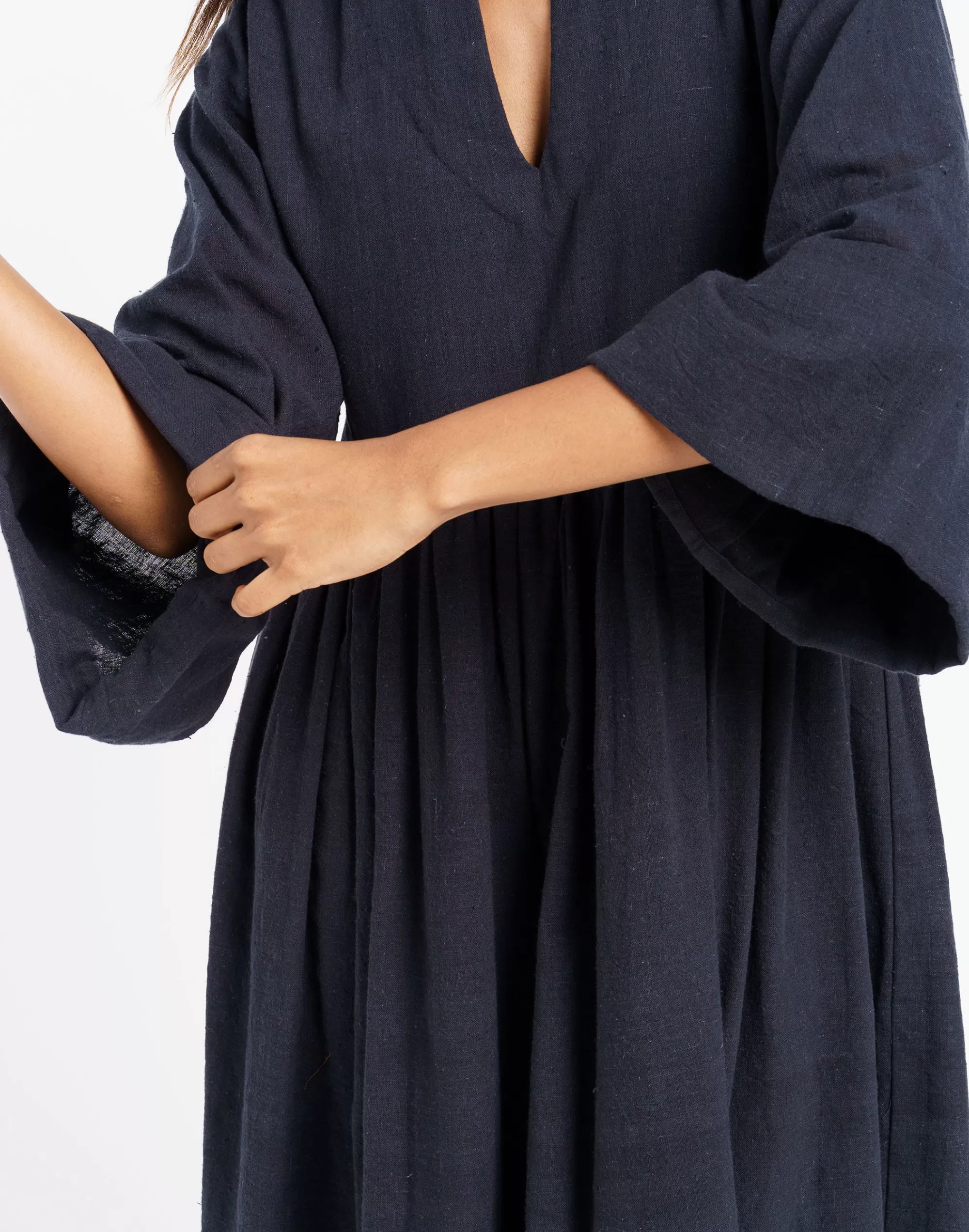 Madewell Dresses>World Of Crow Gathered Midi Dress Black