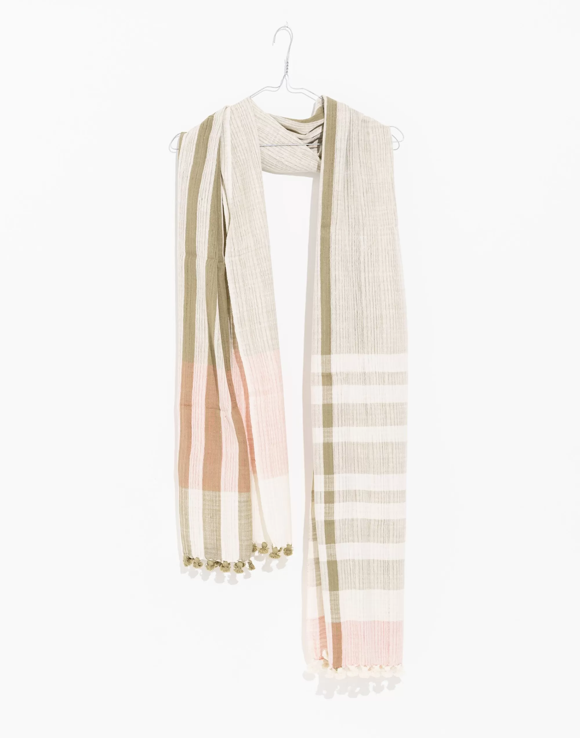 Madewell Scarves & Capes>World Of Crow Handspun Stole With Tassels Olive