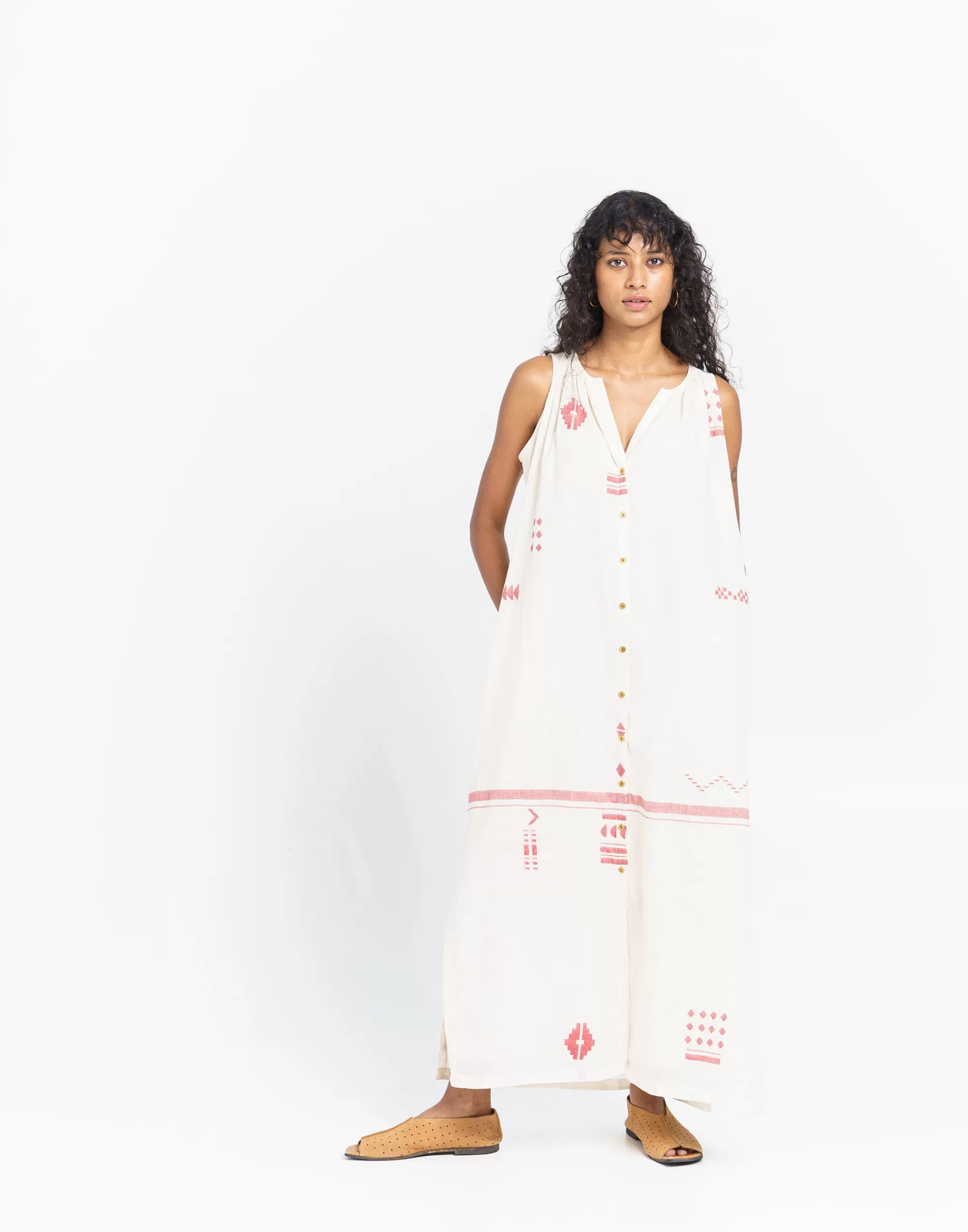 Madewell Dresses>World Of Crow Handwoven Jamdani Summer Beach Tunic Off White