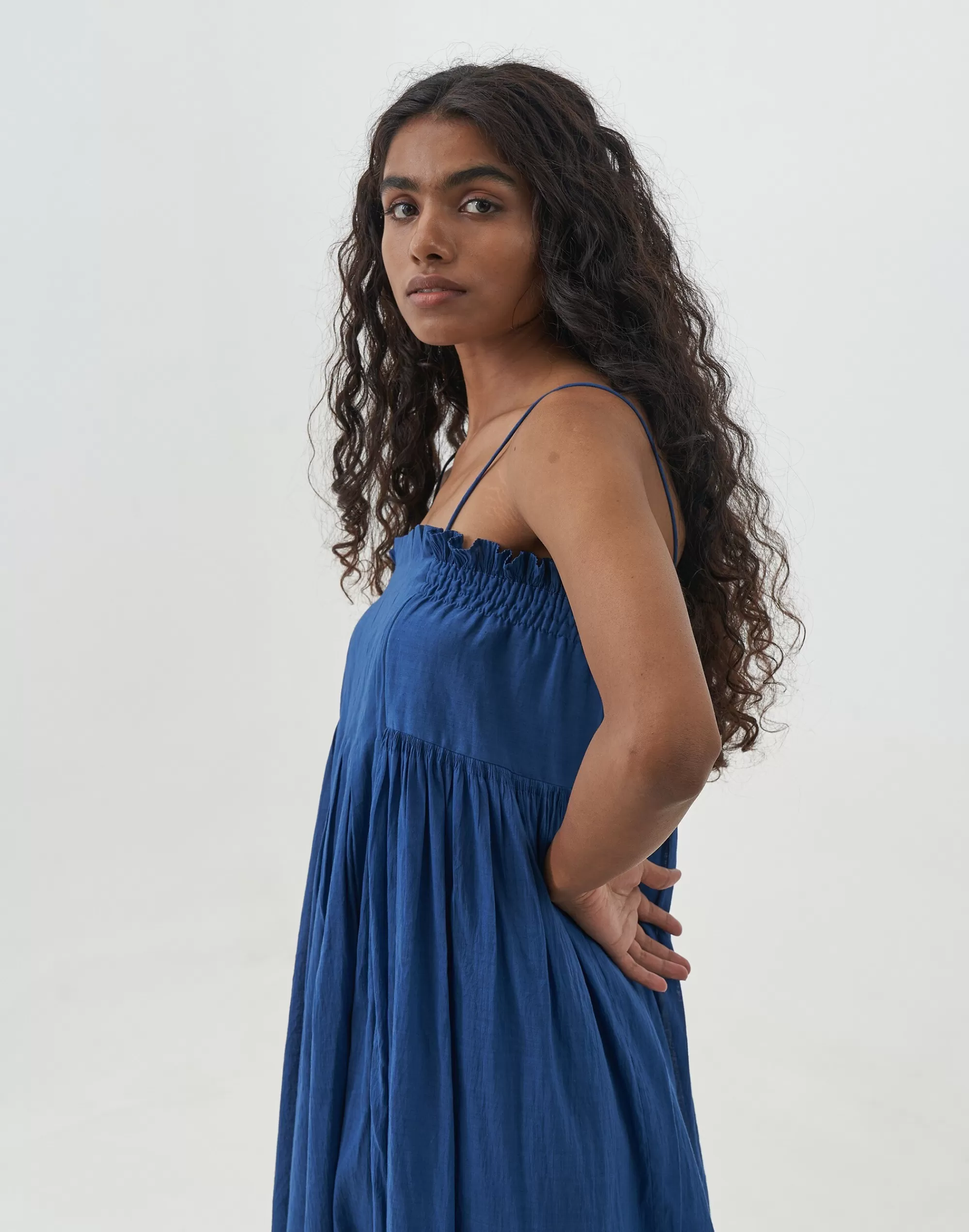 Madewell Dresses>World Of Crow Midnight Blue Spaghetti Midi Dress Cobalt Blue