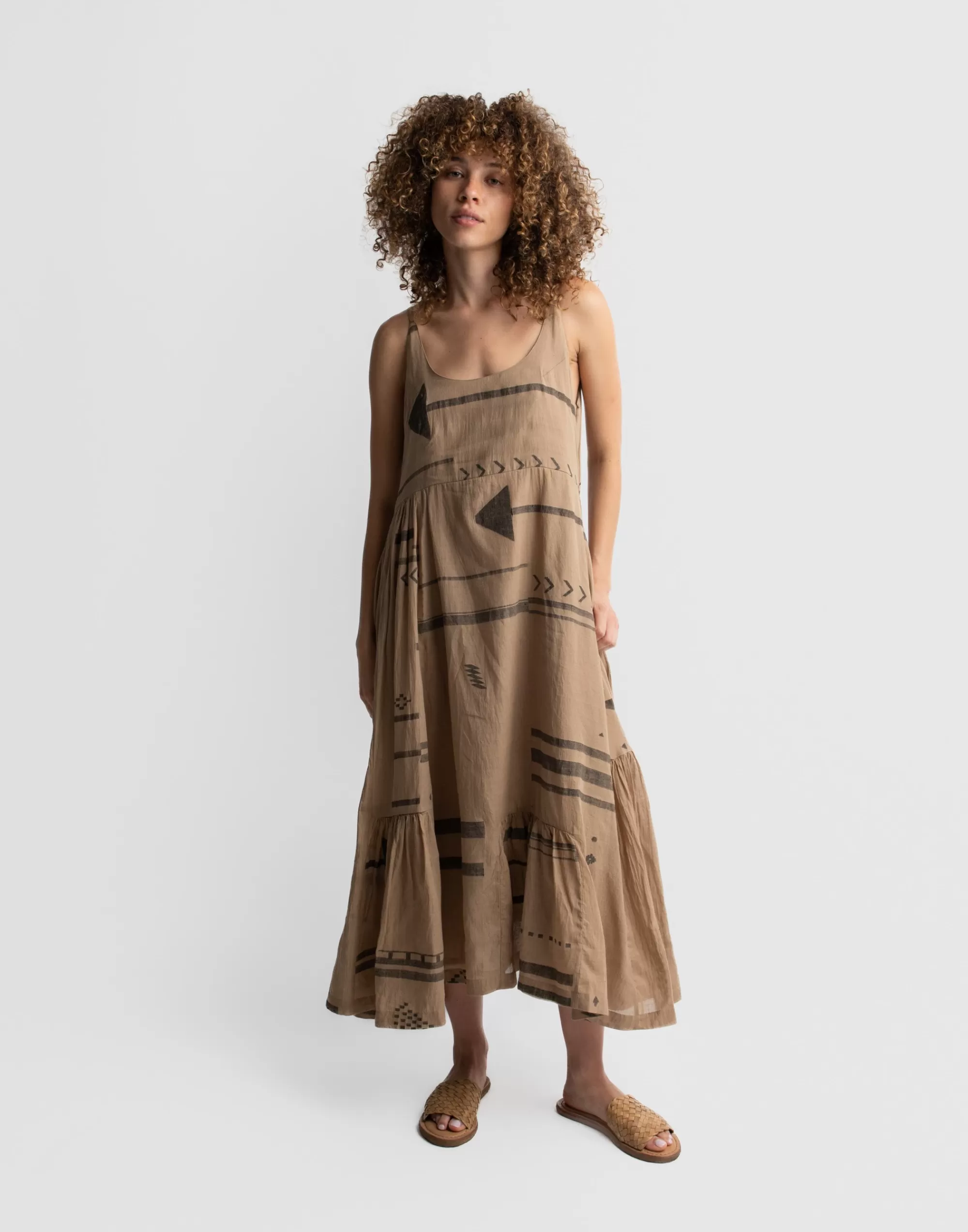 Madewell Dresses>World Of Crow Nutmeg Tiered Handwoven Slip Dress Vintage Brown