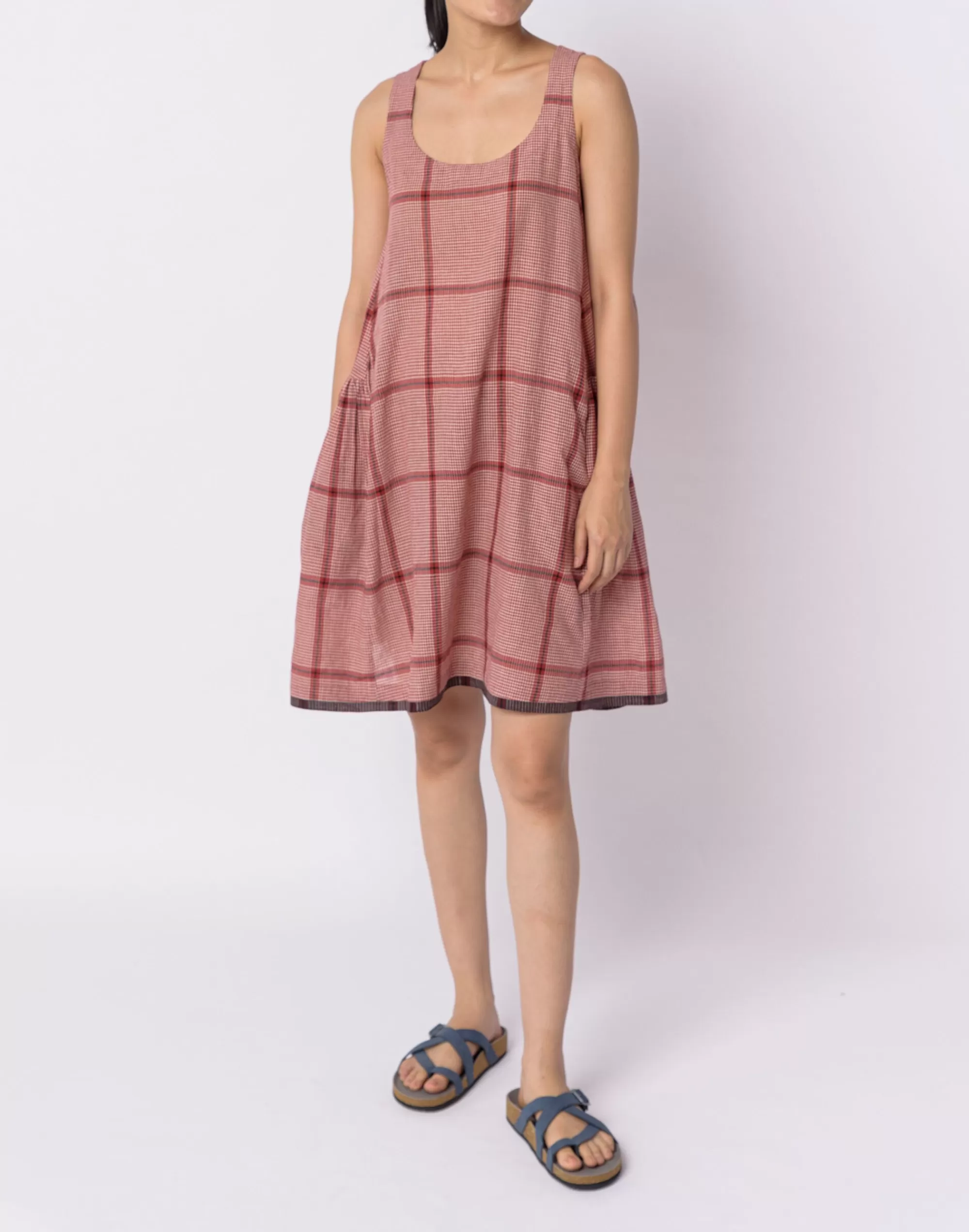 Madewell Dresses>World Of Crow Plaid Cotton Tank Dress Red