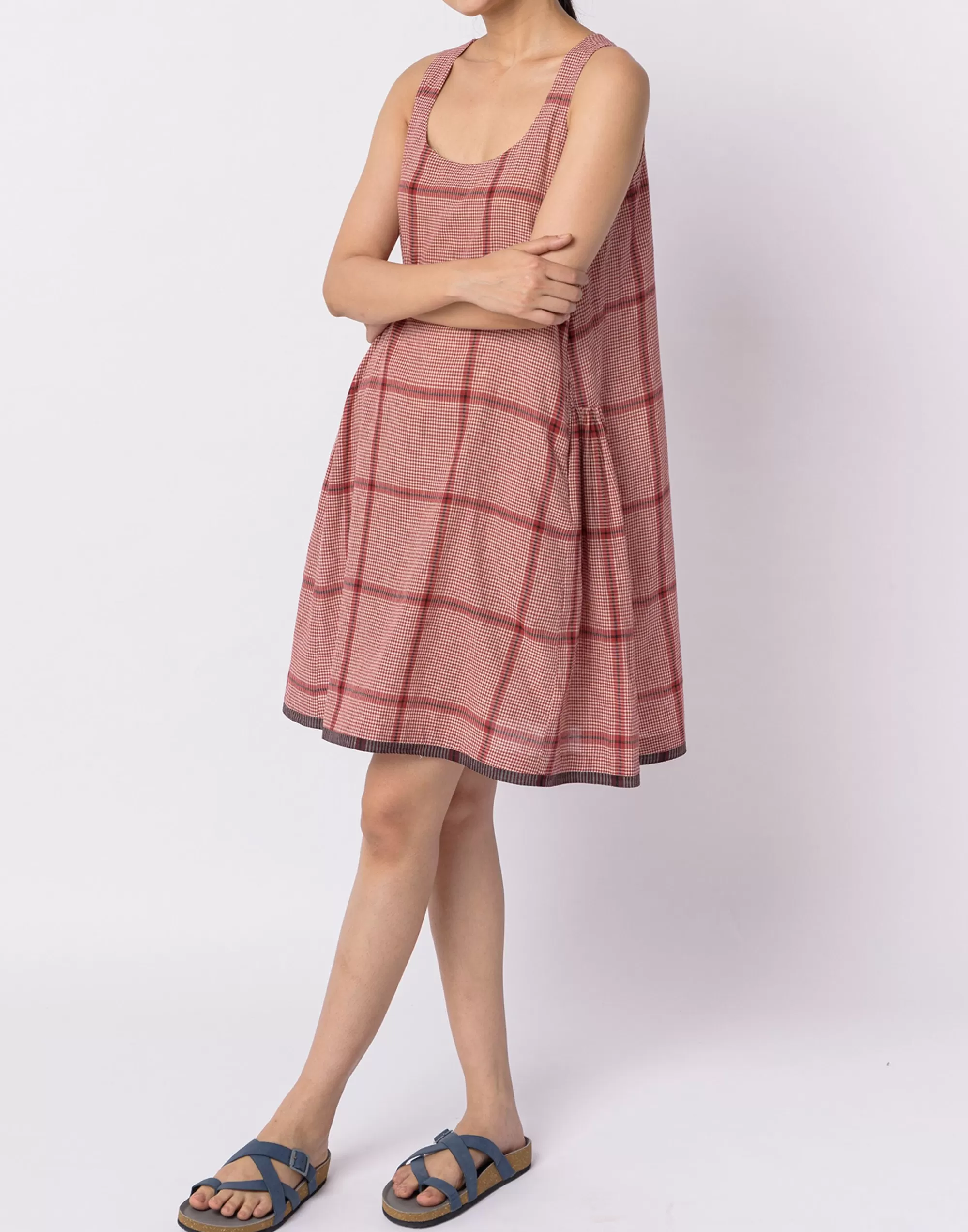 Madewell Dresses>World Of Crow Plaid Cotton Tank Dress Red